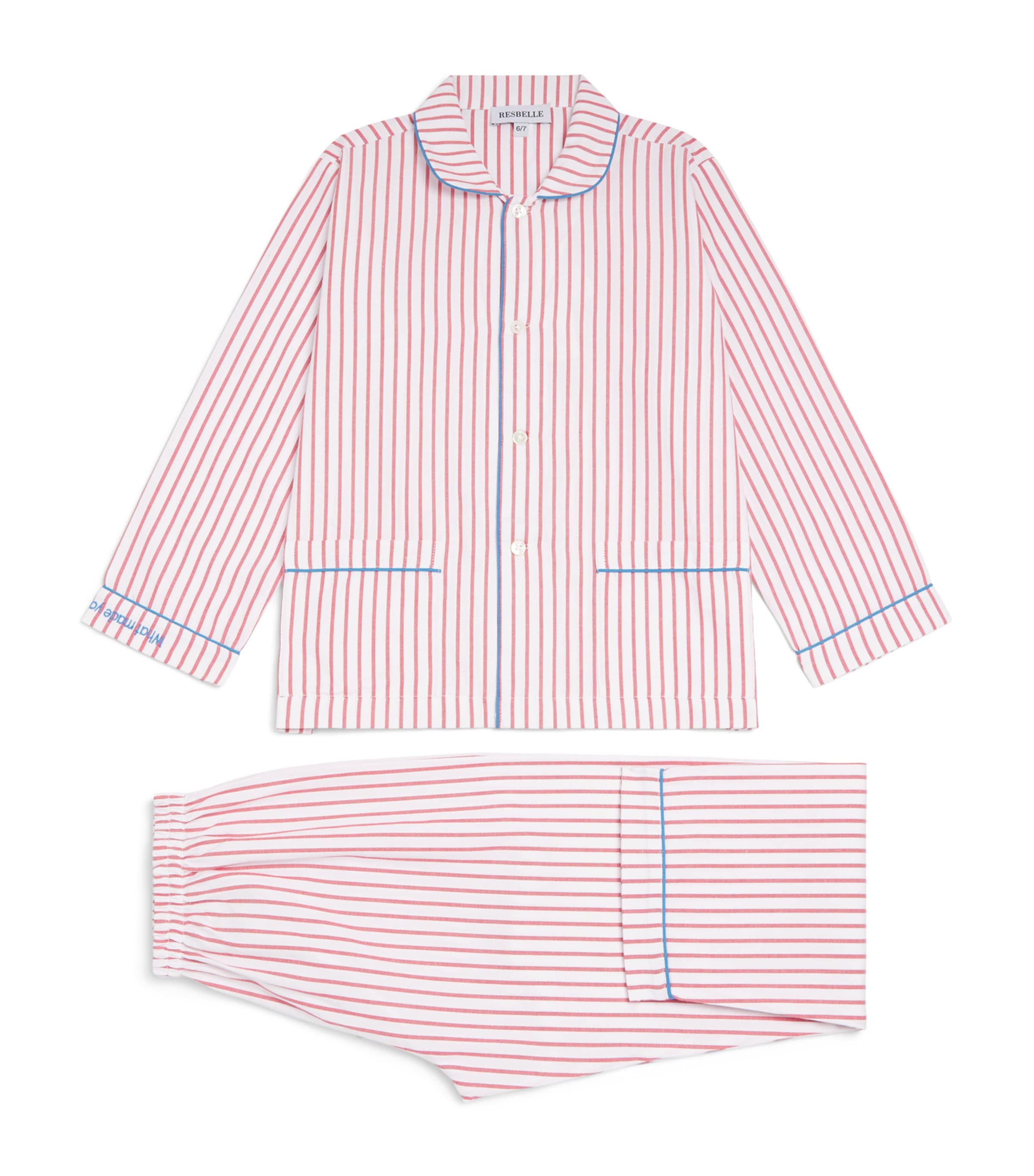 Resbelle Cotton Stripe Mars Explorer Pyjama Set (2-13 Years) Red/wht W/blu Piping