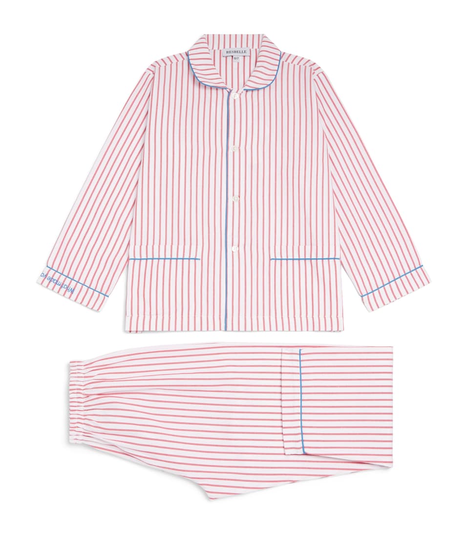 Resbelle Cotton Stripe Mars Explorer Pyjama Set (2-13 Years) Red/wht W/blu Piping