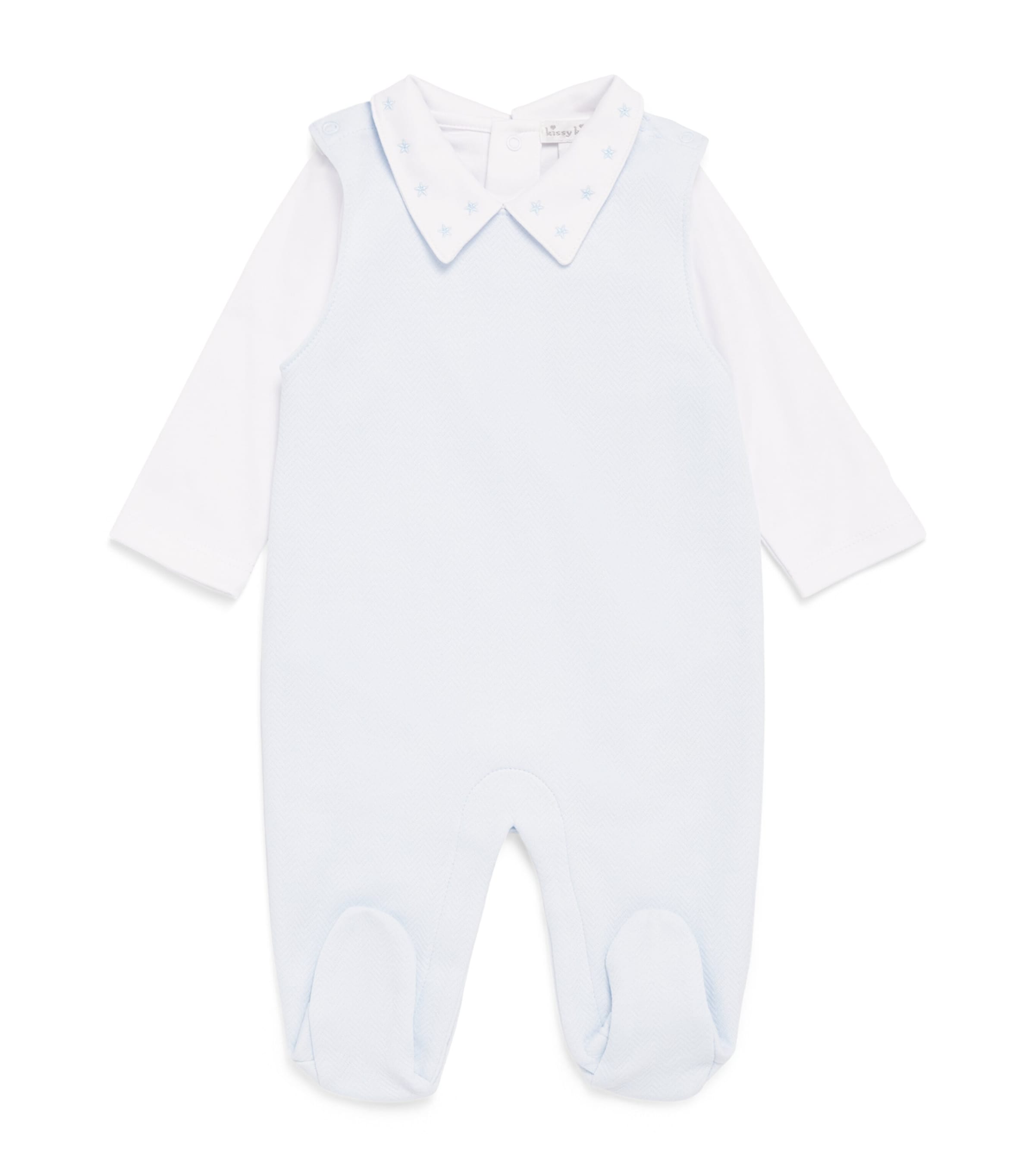 Kissy Kissy Pima Cotton Bodysuit and Dungarees Set (0-9 Months) Light Blue/wh