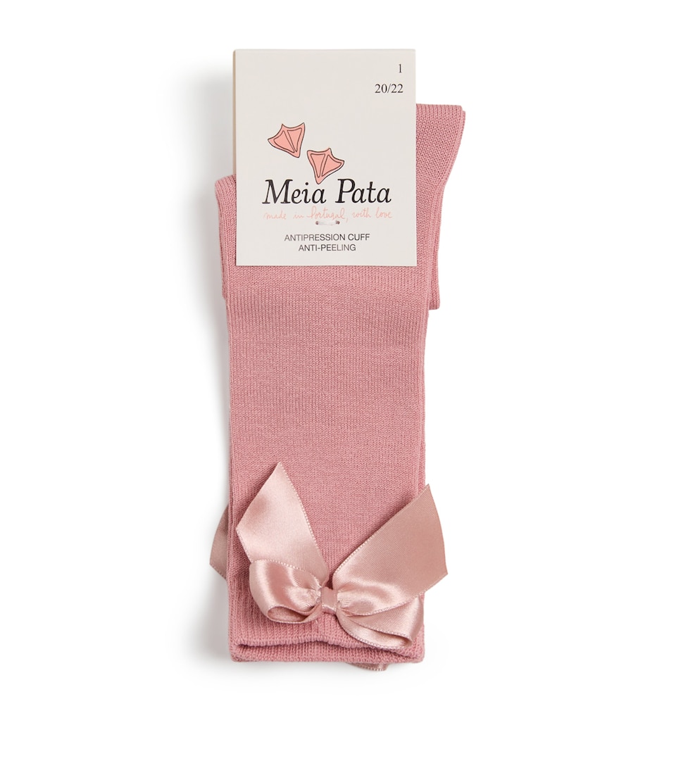 Satin-Bow Knee-High Socks