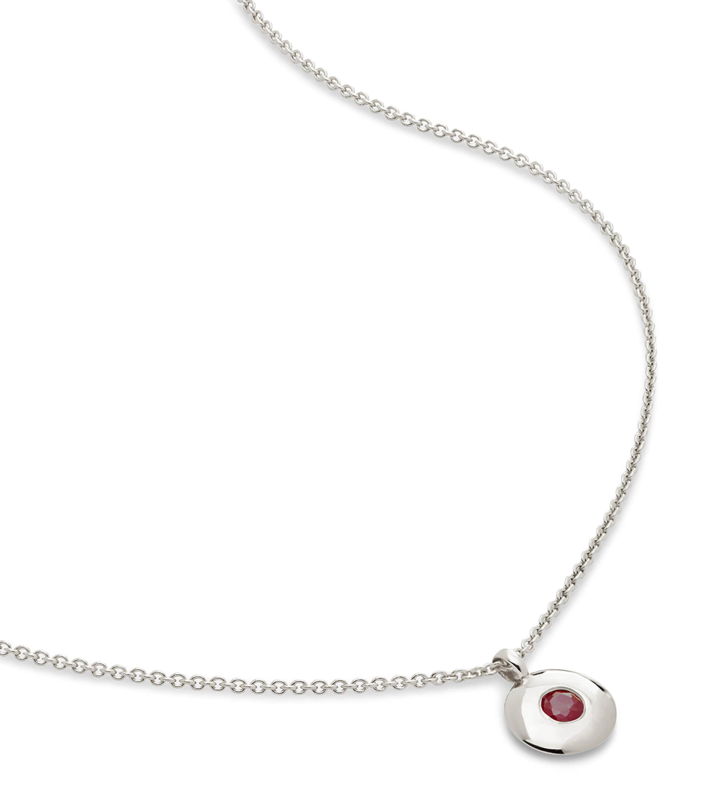 Monica Vinader Sterling Silver and Ruby July Birthstone Necklace Ruby