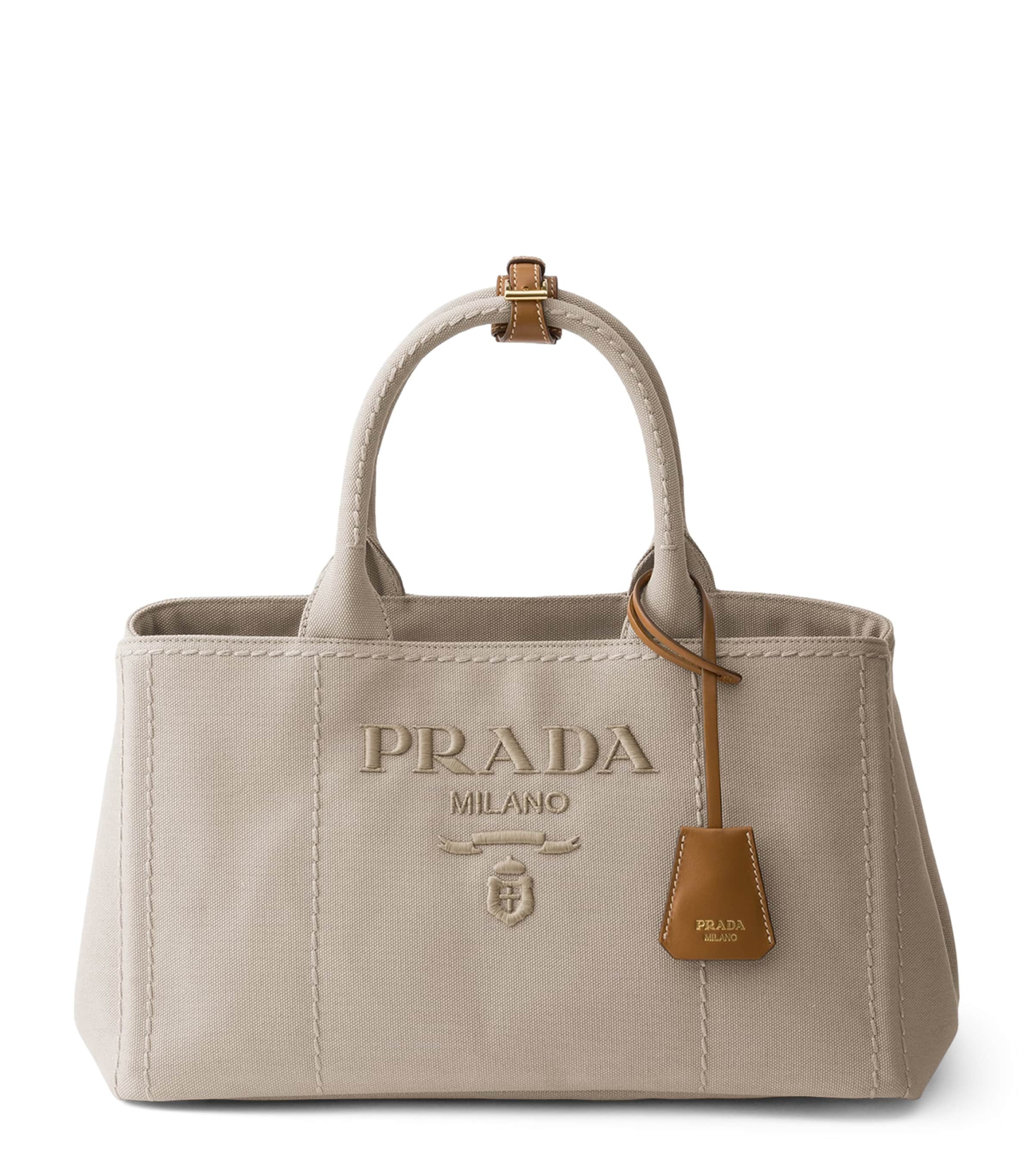 Prada Large Canvas Jardinière Tote Bag Neutral