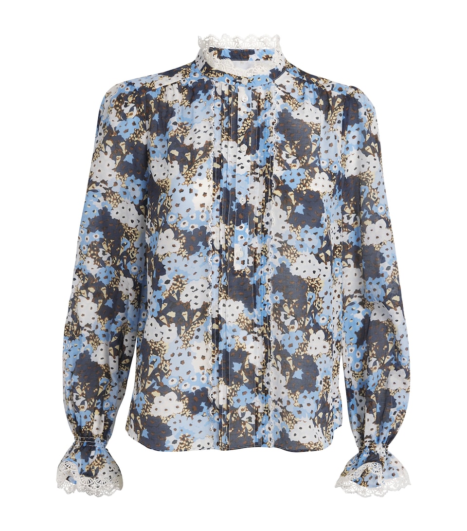 Cotton-Silk Meadow Print Blouse