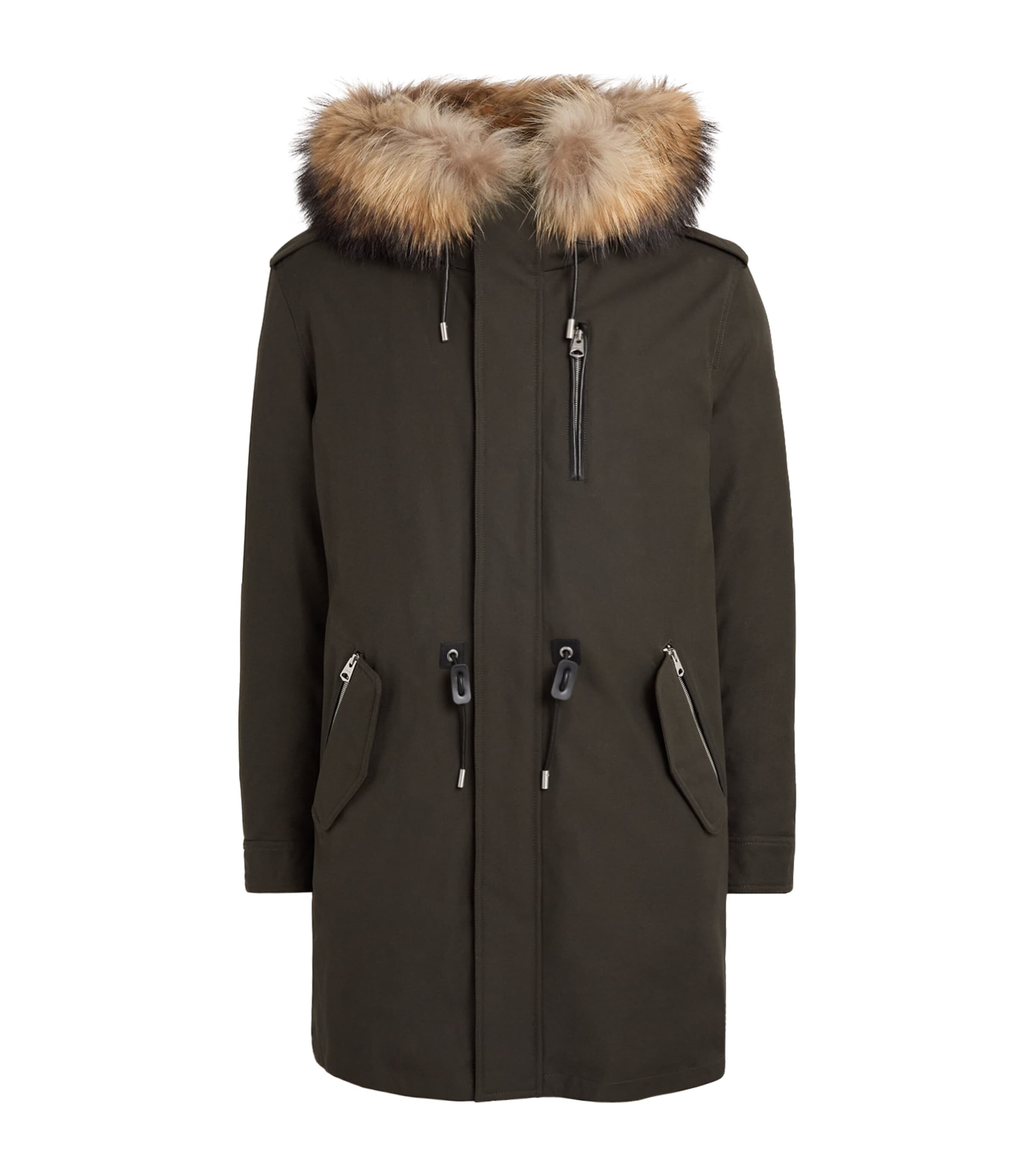 Mackage Mens Fur-Trim Down Mortiz Parka Army Natural
