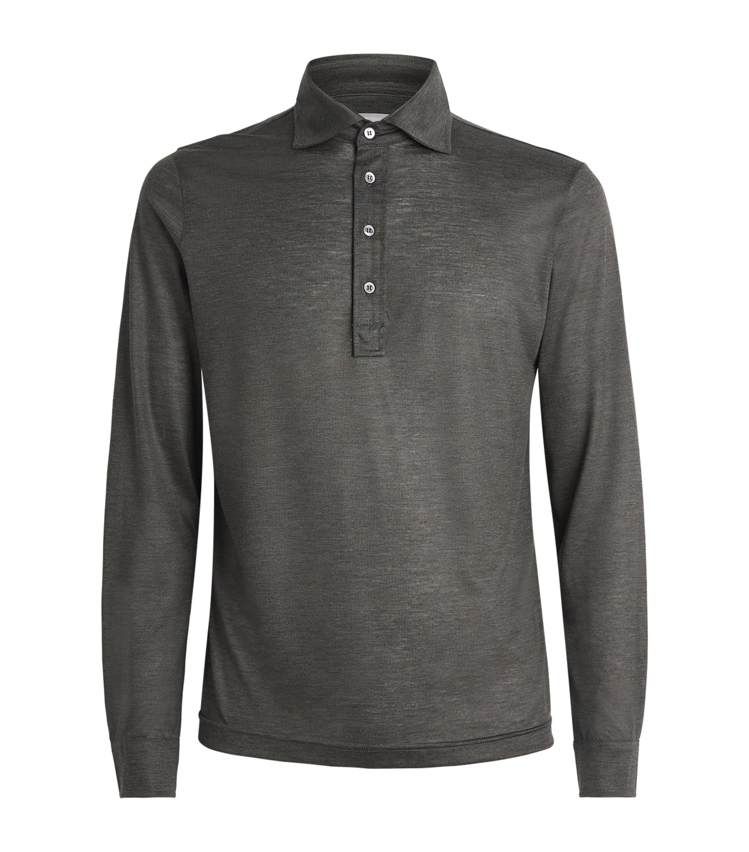 Marco Pescarolo Womens Cashmere Long-Sleeve Polo Shirt Green