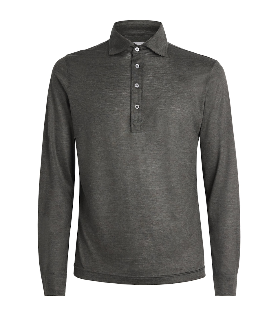 Marco Pescarolo Womens Cashmere Long-Sleeve Polo Shirt Green