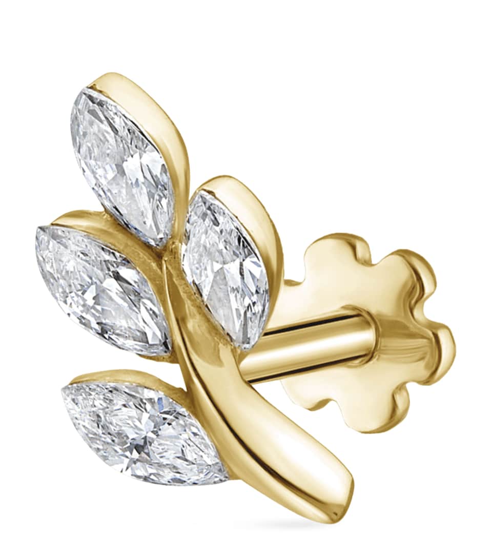 Diamond Vine Threaded Stud Earring (Direction A 8mm)