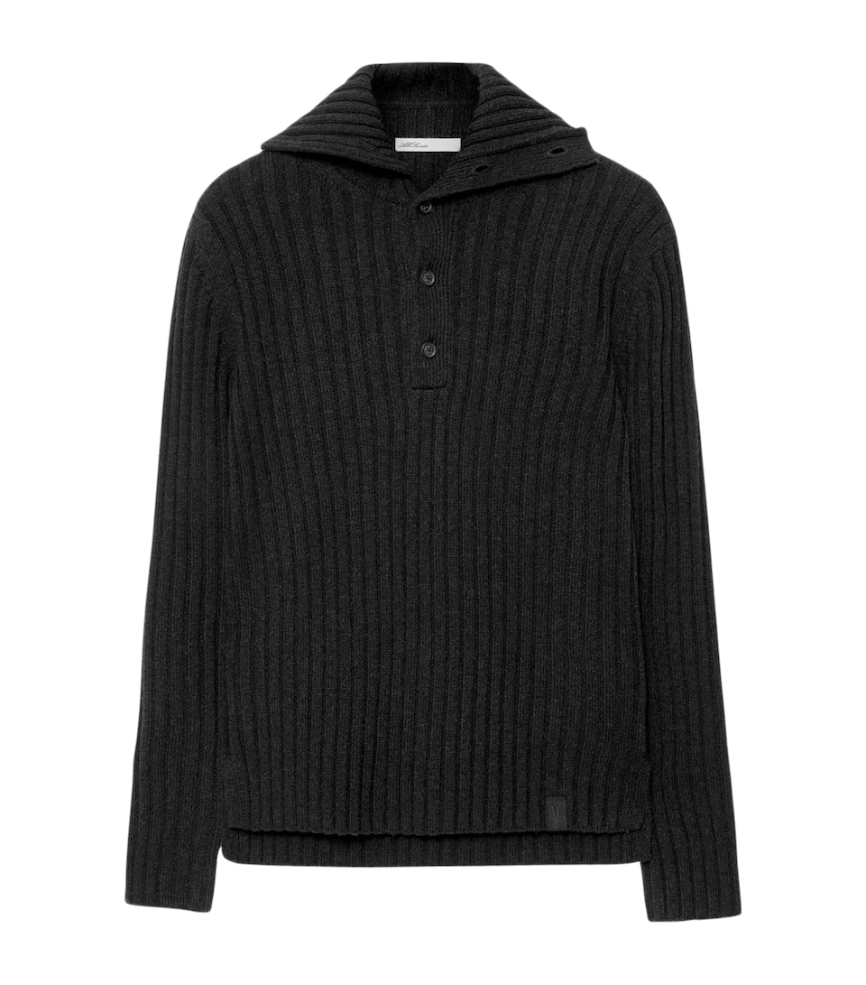 AllSaints Mens Merino Wool Funnel Neck Liev Sweater Cinder Black Marl