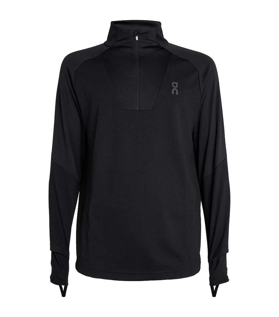 On Mens Climate Zip-Up Long-Sleeve T-Shirt Black
