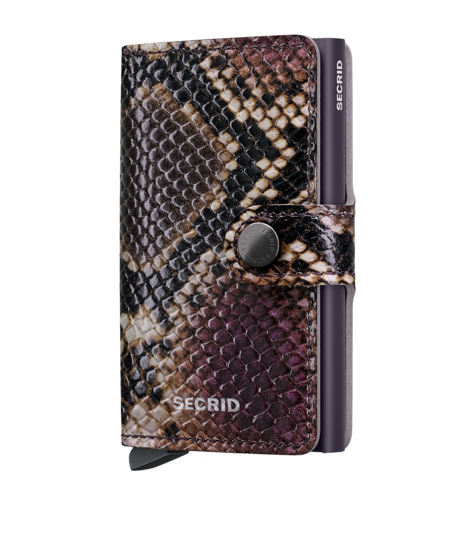 Secrid Snake-Embossed Leather Miniwallet Purple