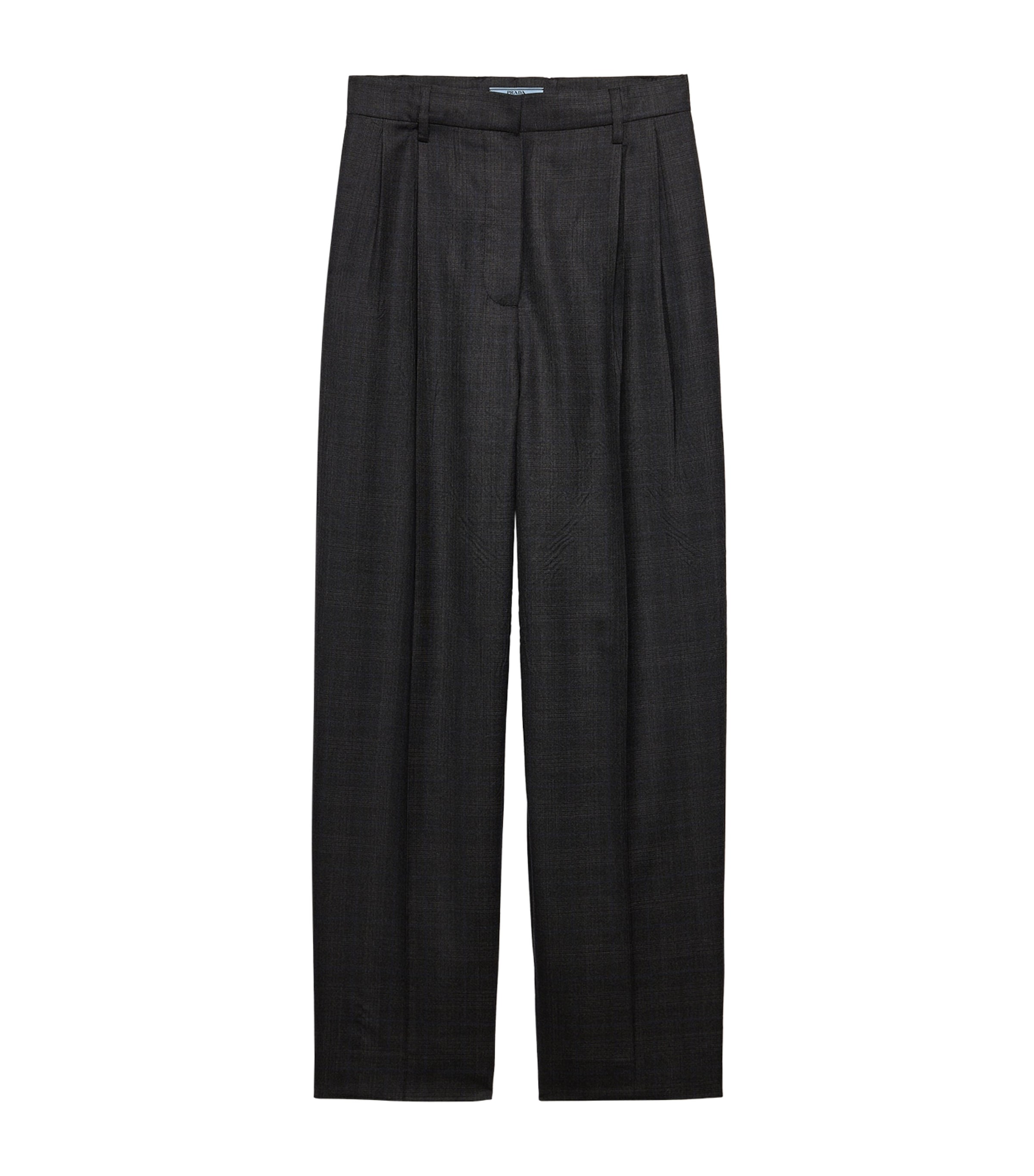 Prada Womens Wool Check Tailored Trousers