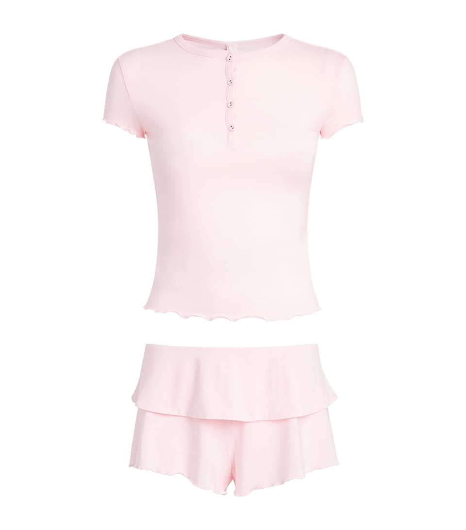 Skims Womens Sleep Short Pyjama Set Barely Pink