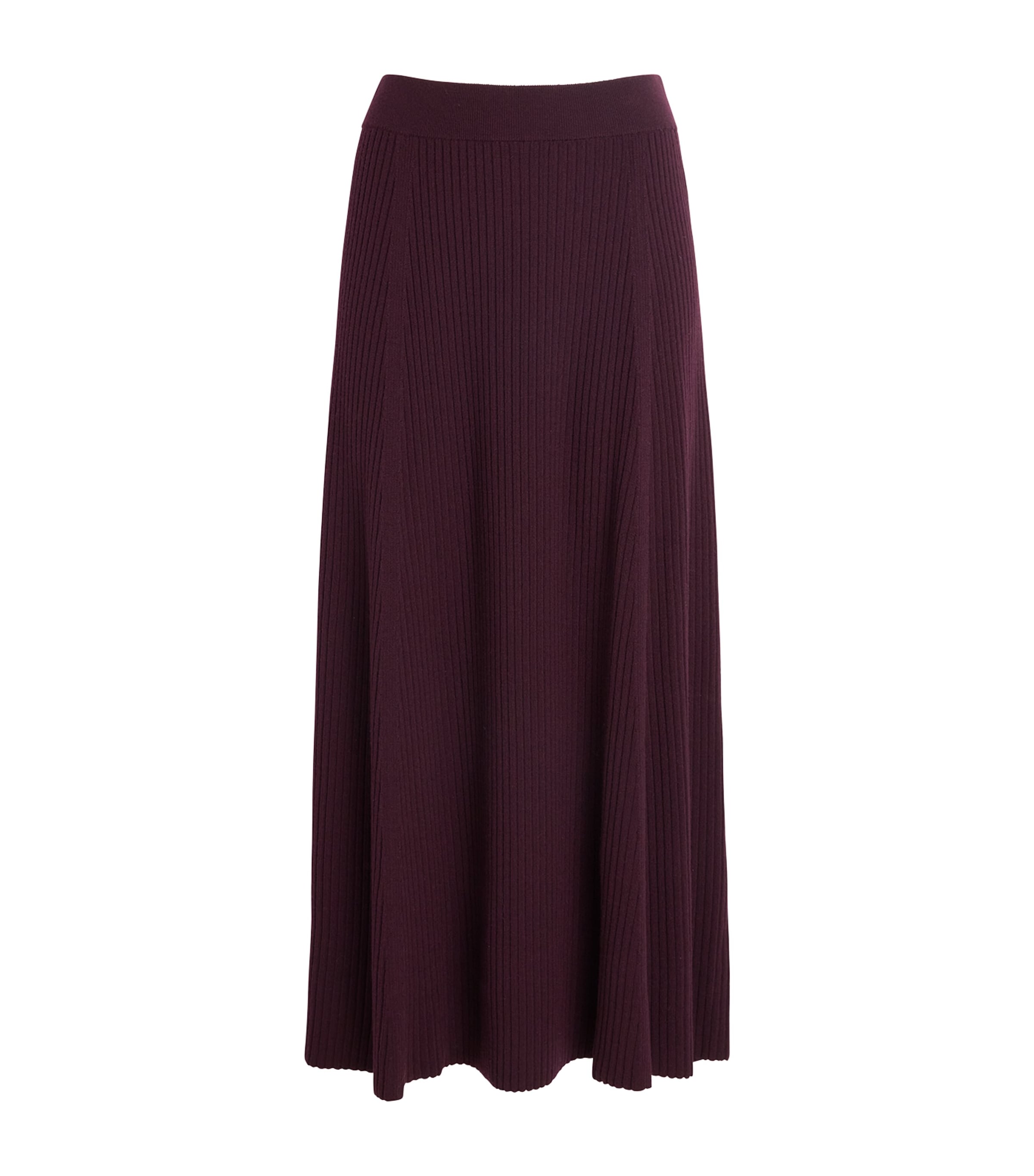 Joseph Womens Merino-Blend Ribbed Hallie Midi Skirt Mahogany