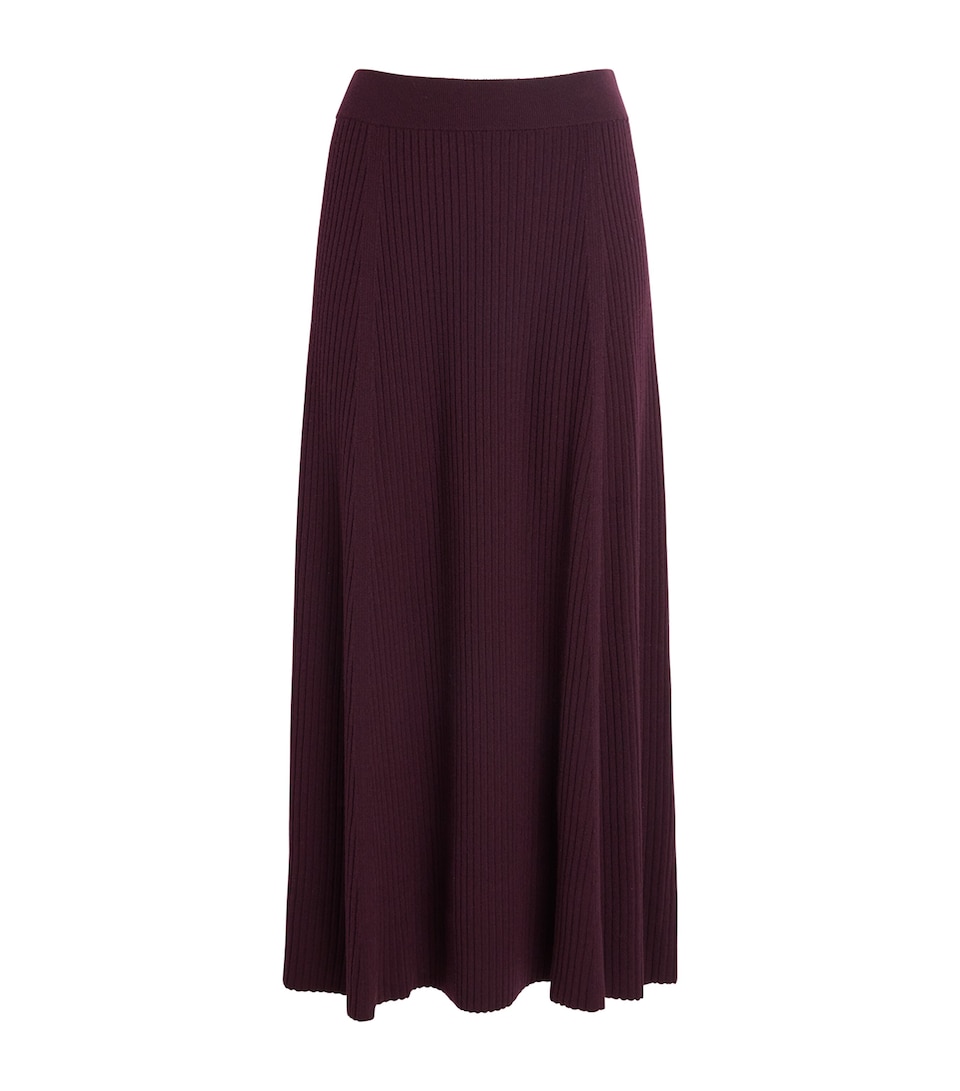 Joseph Womens Merino-Blend Ribbed Hallie Midi Skirt Mahogany