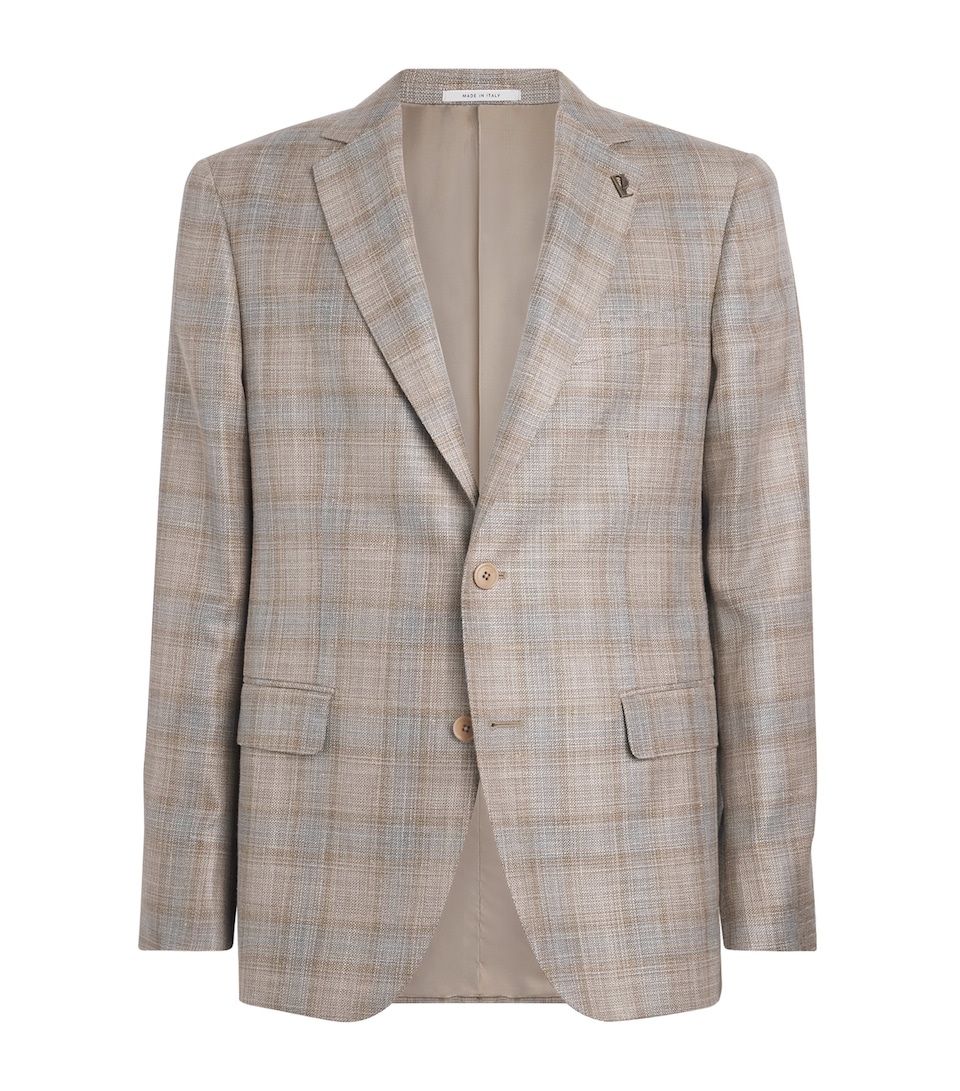 Pal Zileri Mens Wool-Silk-Linen Vicenza Blazer Light Brown