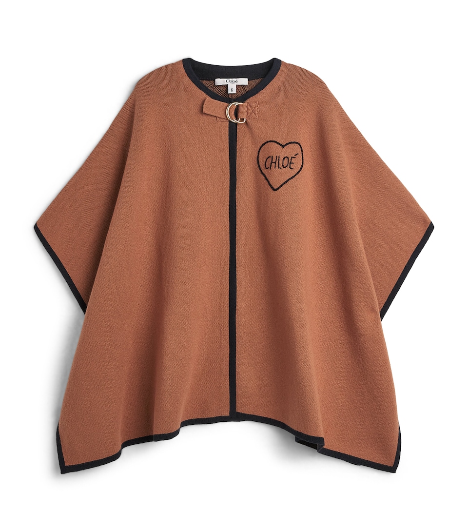 Chloé Kids Cotton-Wool Logo Cape (4-14 Years) Thrush