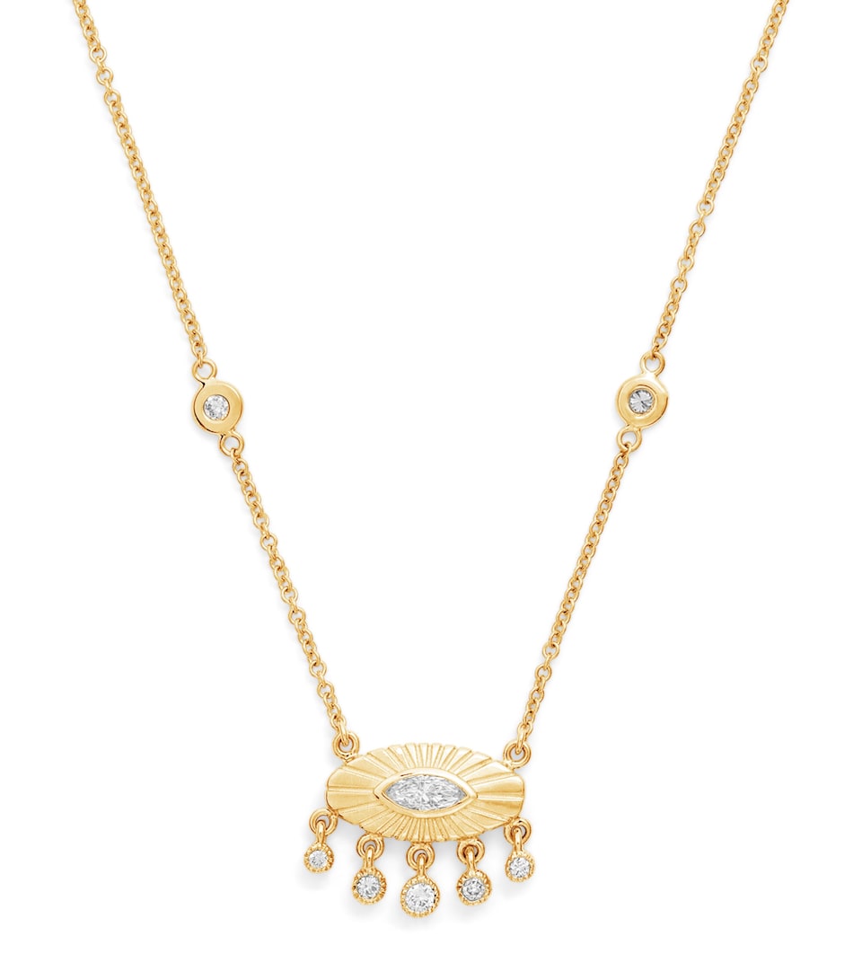 Yellow Gold and Diamond Evil Eye Shaker Necklace