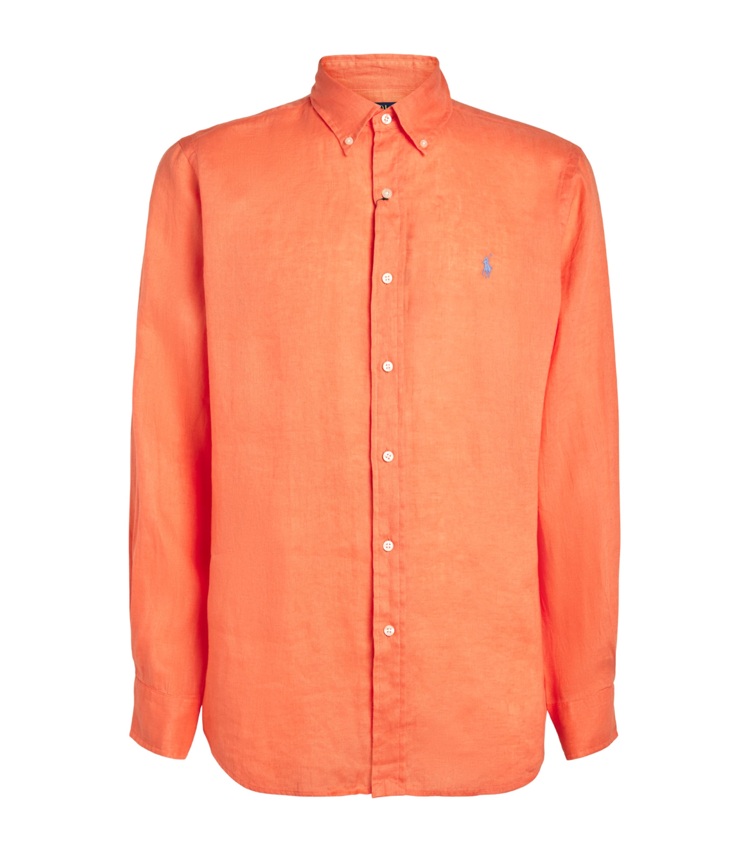 Polo Ralph Lauren Mens Linen Custom-Fit Polo Pony Shirt Pompano Orange