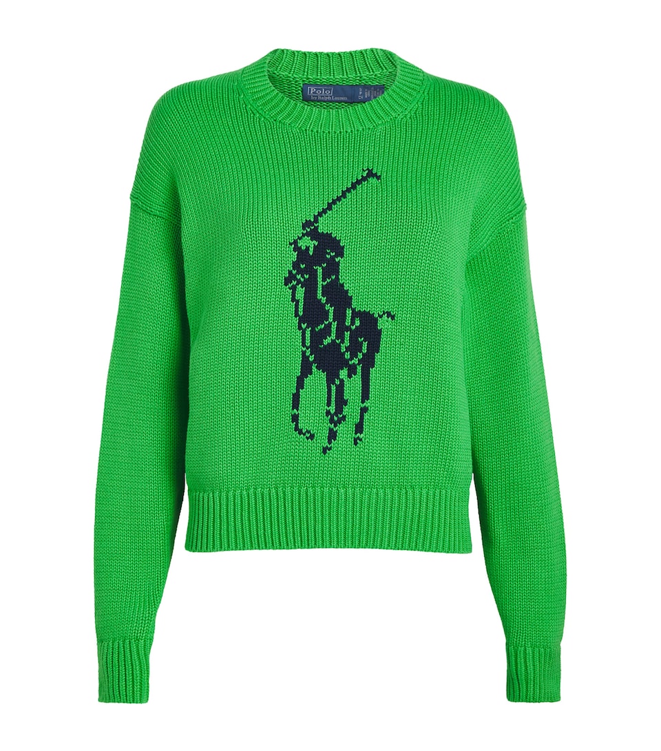 Polo Ralph Lauren Womens Cotton Big Pony Sweater Palm Green