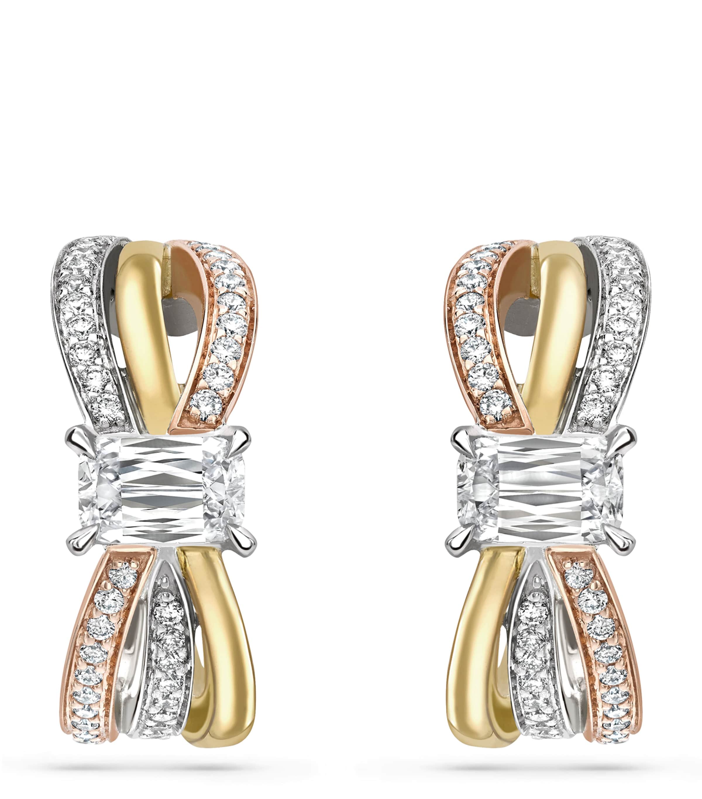 Boodles Mixed Gold, Platinum and Diamond Ribbons Earrings Platinum