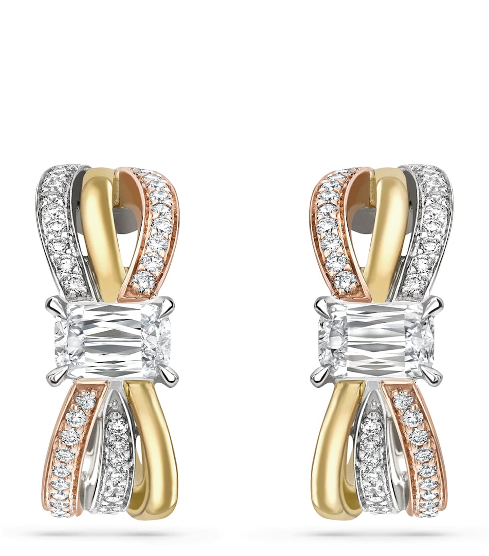 Boodles Mixed Gold, Platinum and Diamond Ribbons Earrings Platinum
