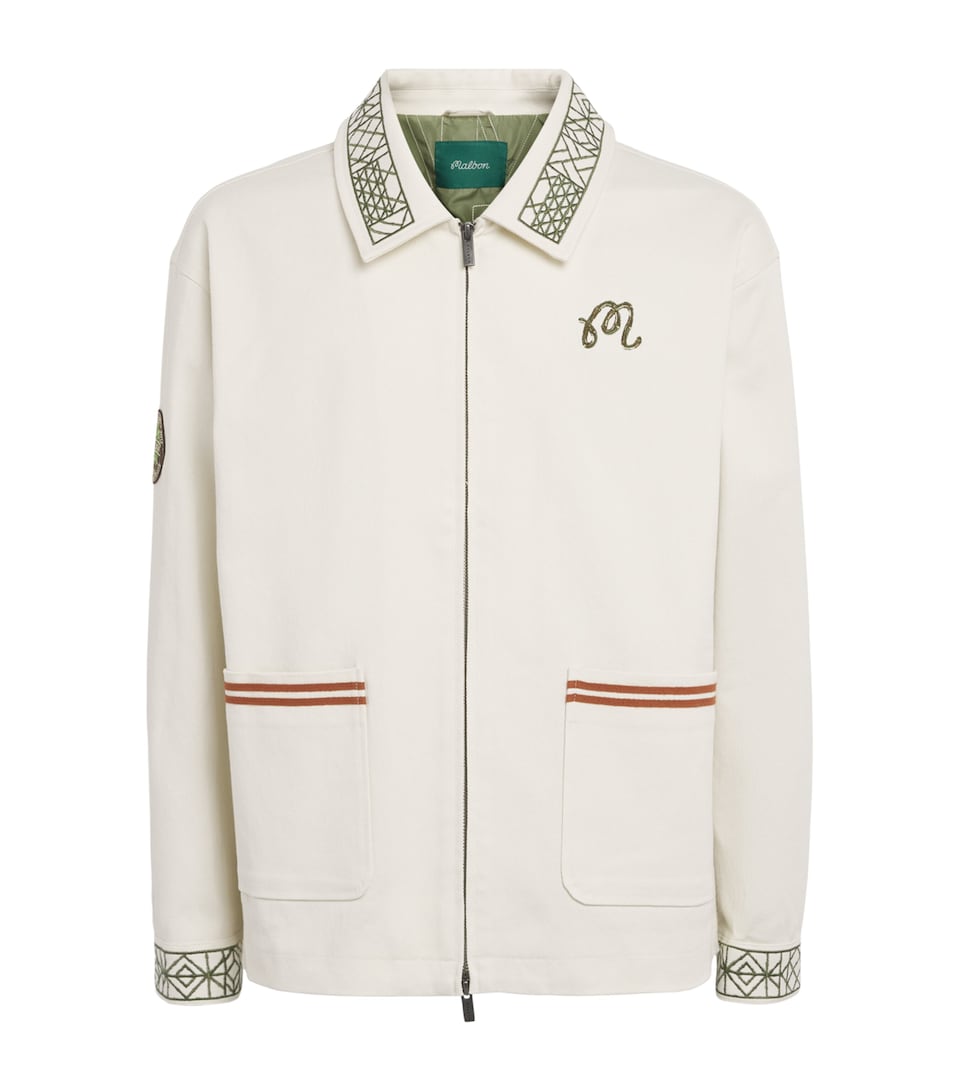 Malbon Mens Stretch-Cotton Harvest Jacket Cream