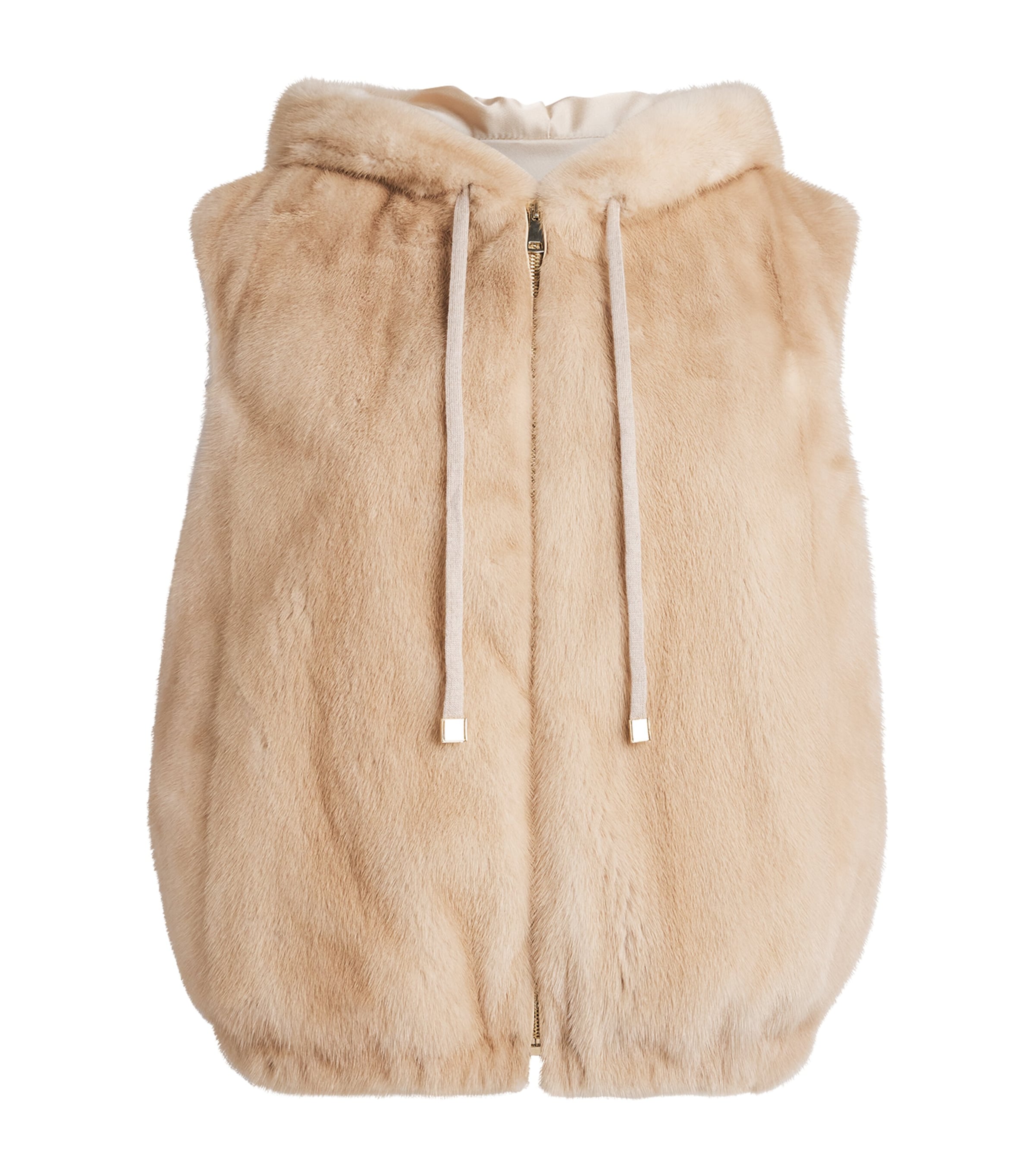 Fabiana Filippi Womens Mink Fur Hooded Gilet Acero