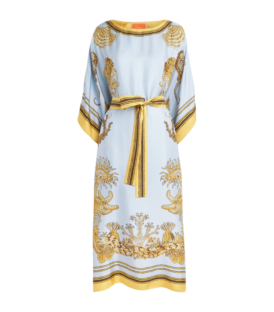 La Doublej Womens Silk Printed Kaftan Maxi Dress Oceania