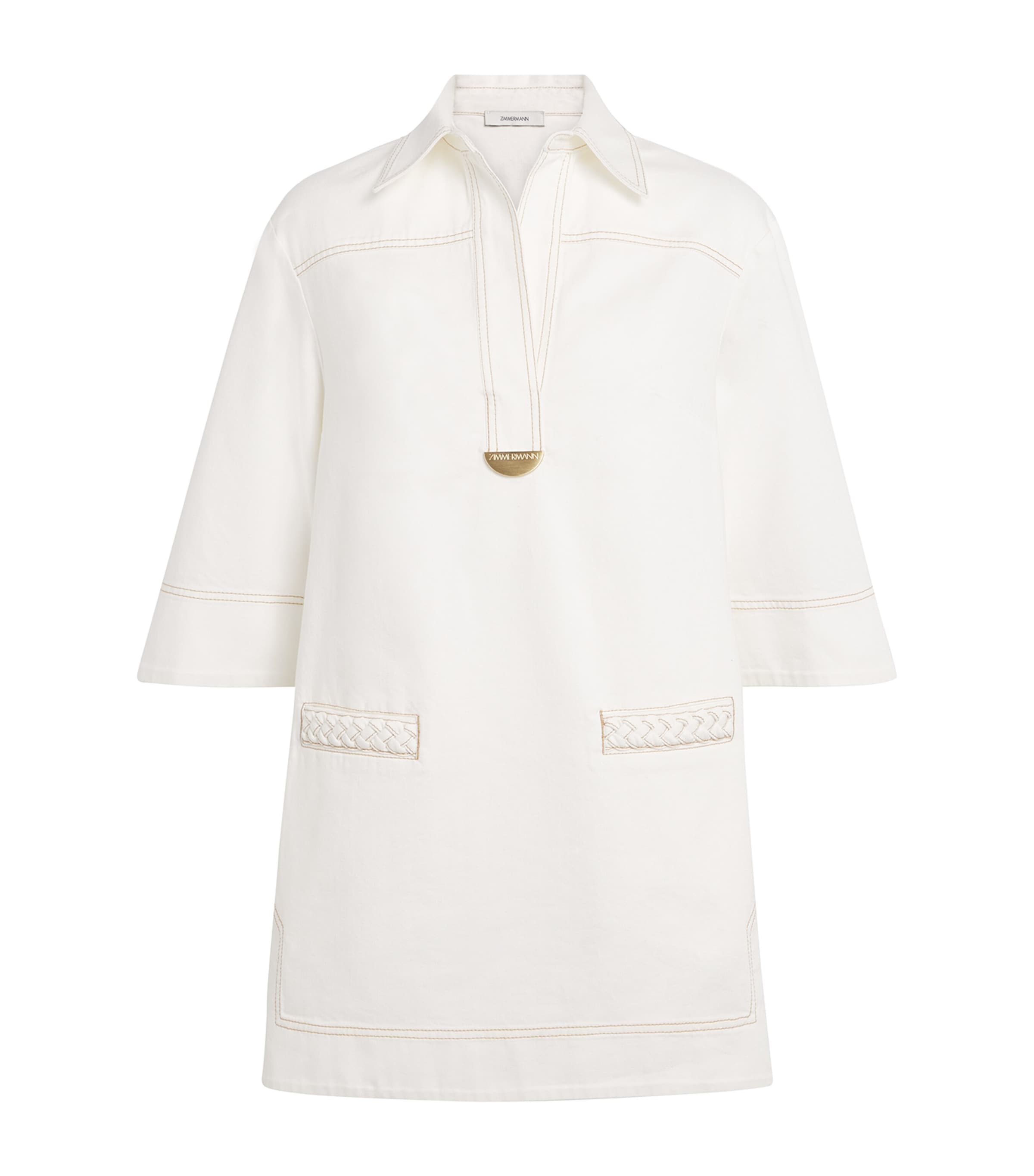 Zimmermann Womens Roselight Denim Tunic Dress Vintage Cream