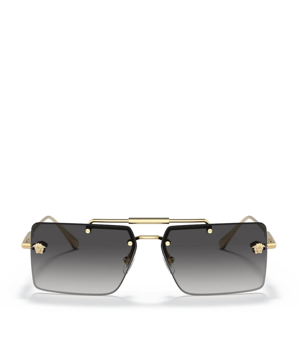 Versace Rimless Rectangle Sunglasses Gold