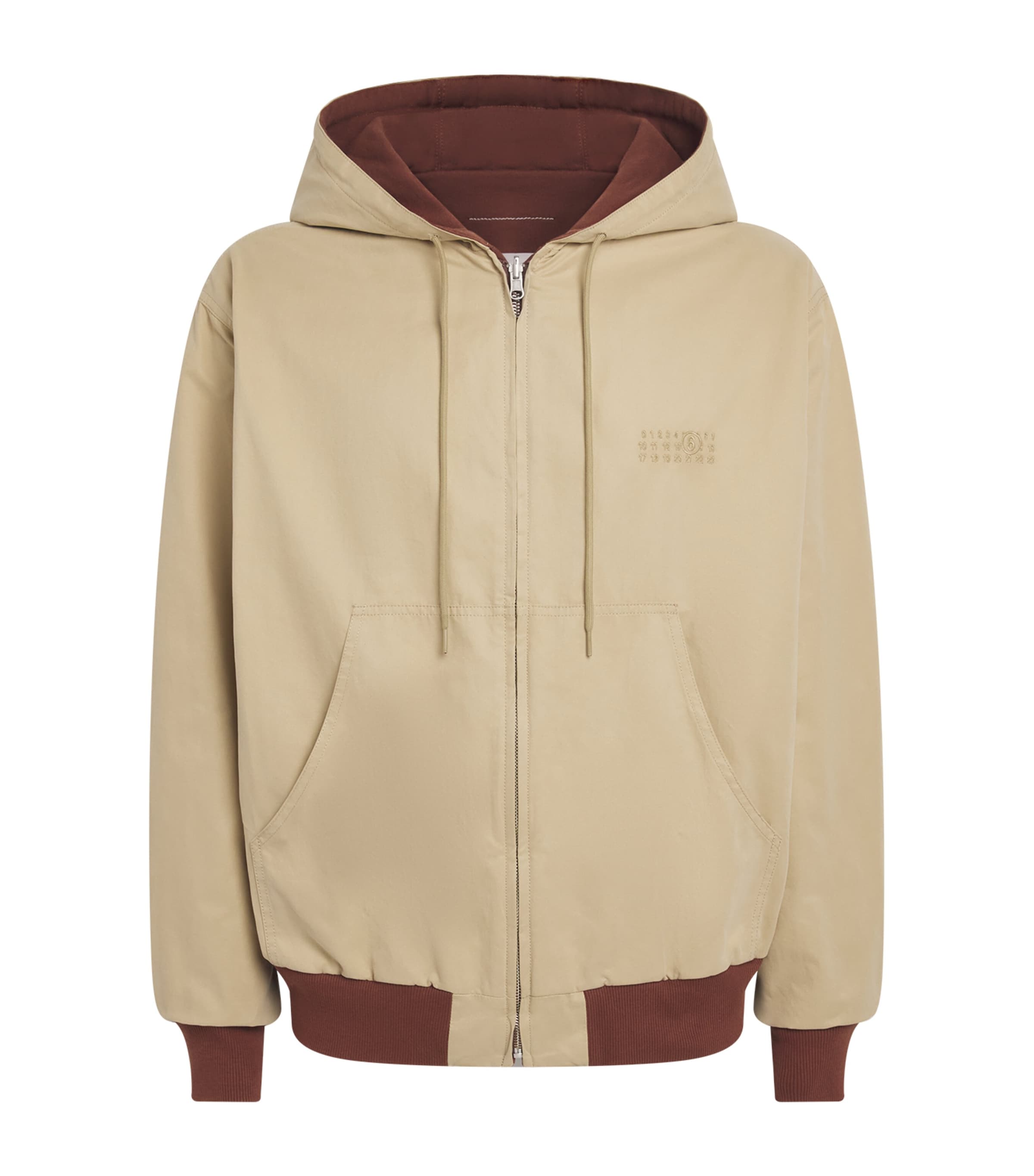 MM6 Maison Margiela Mens Reversible Hoodie Bomber Jacket Beige/lght Brown