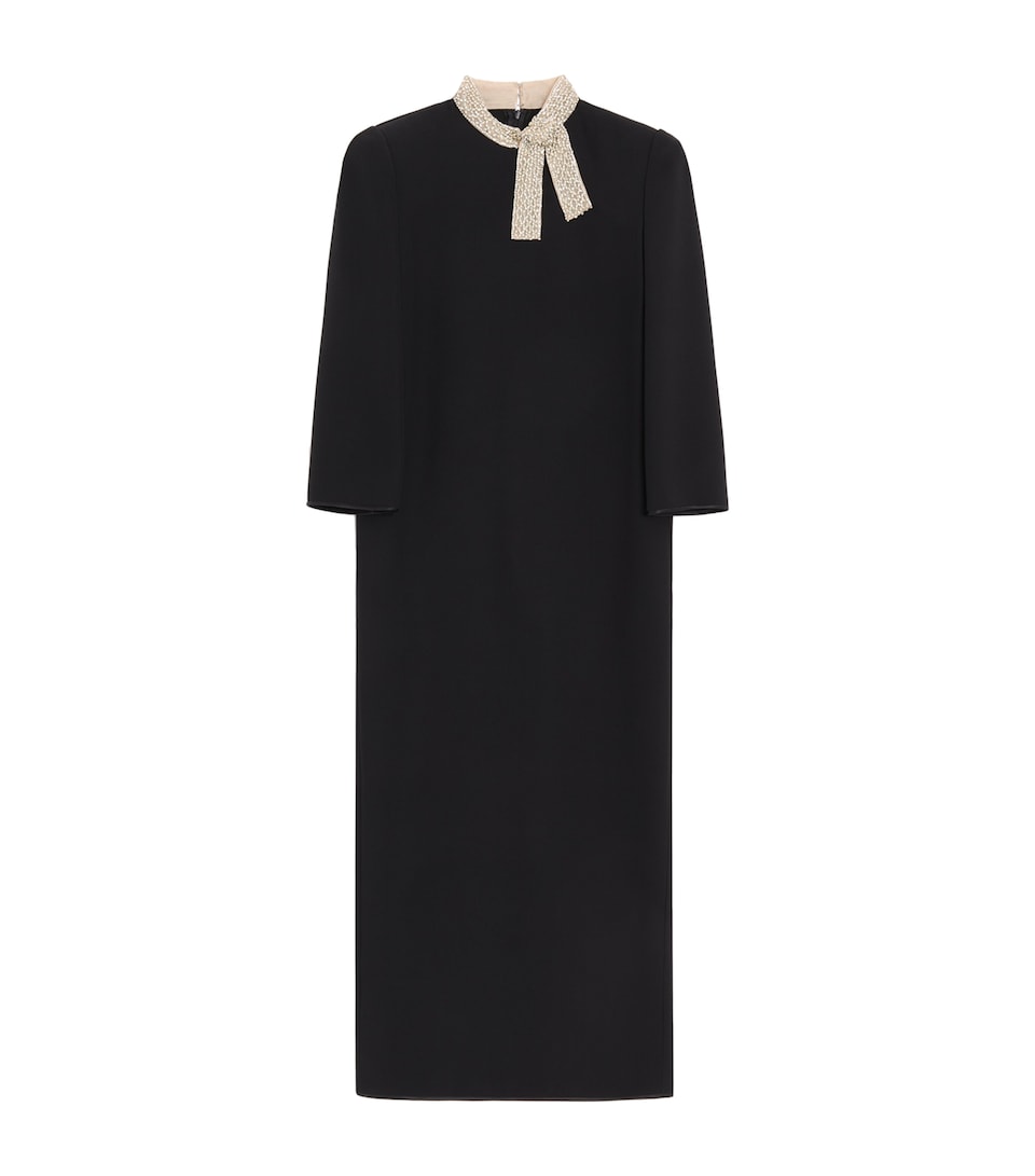 Valentino Womens Silk Embellished-Collar Midi Dress Nud