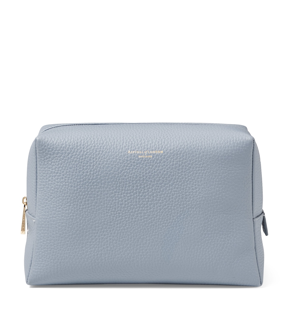 Aspinal Of London Large Grained Leather Cosmetics Case Skyblue