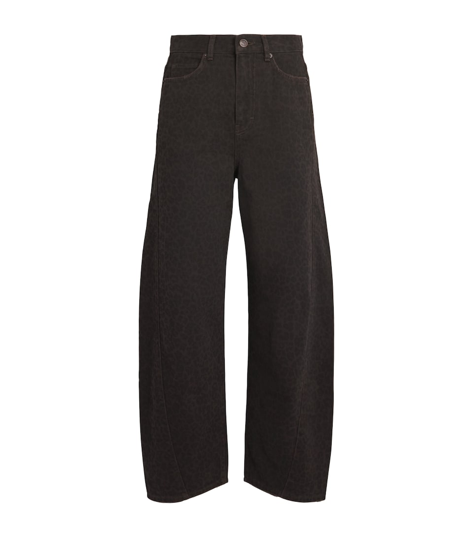 ME+EM Womens Leopard Engineered Barrel Jeans Brown Multi
