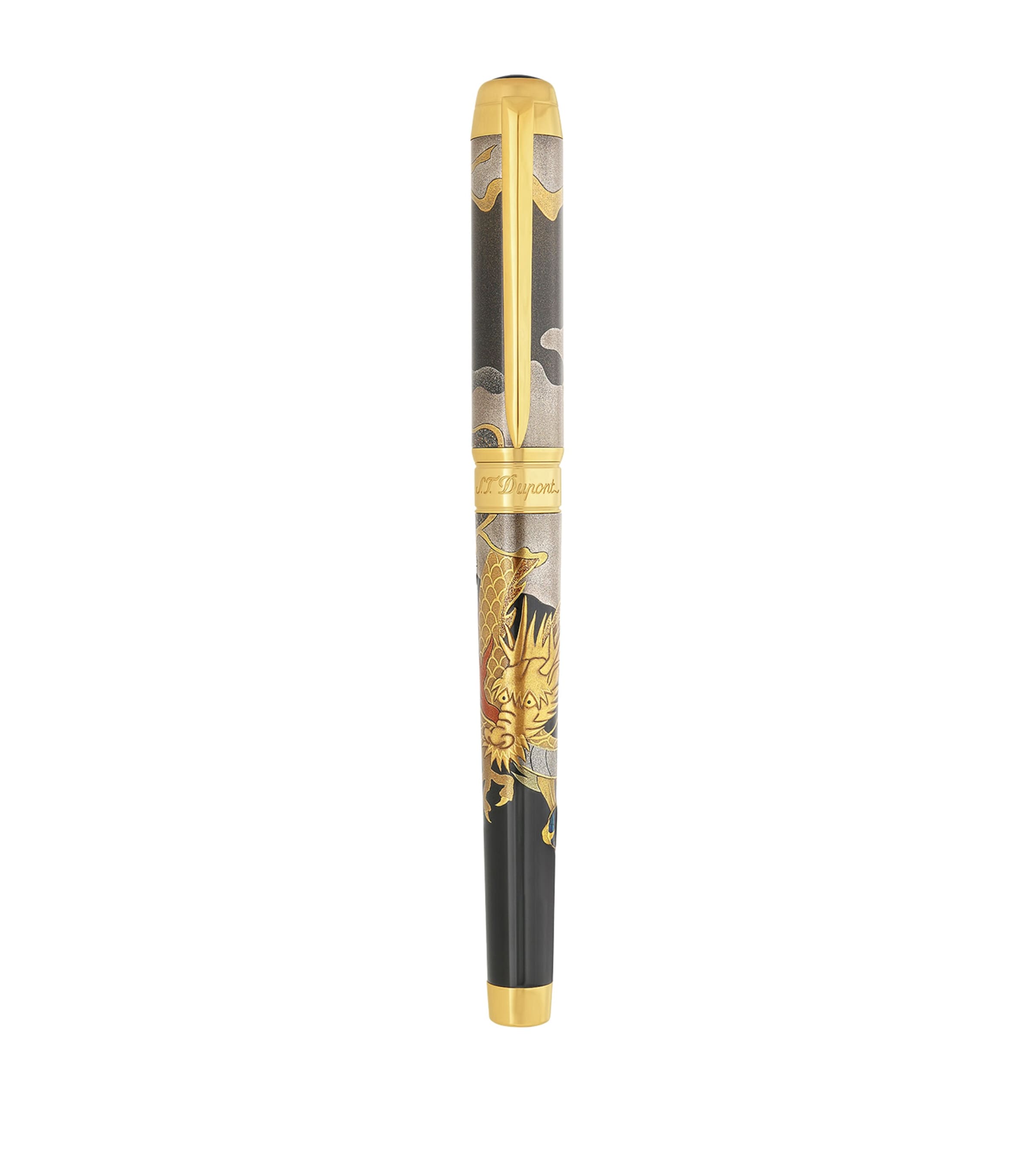 S.T. Dupont Maki-e Line D Eternity Dragon Fountain Pen XL Bronze Brown & Gold