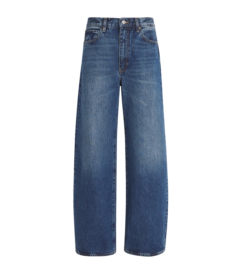 FRAME Womens The Bow High-Rise Barrel-Leg Jeans Obscura
