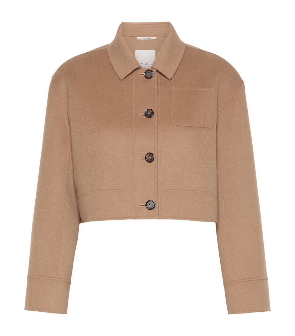 Max Mara Womens Virgin Wool Cropped Jacket Camel