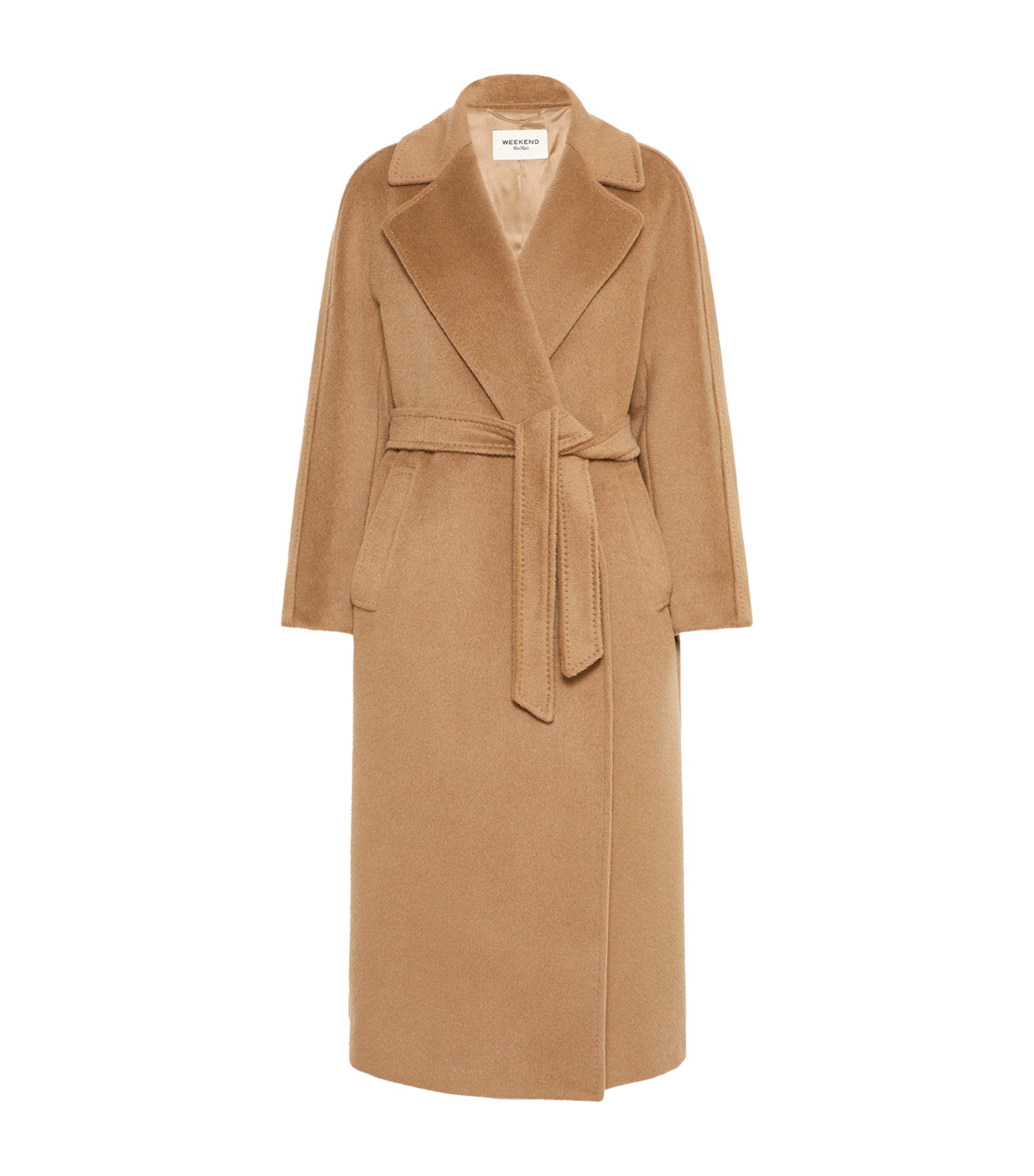 Weekend Max Mara Womens Wool-Blend Belted Coat Camel