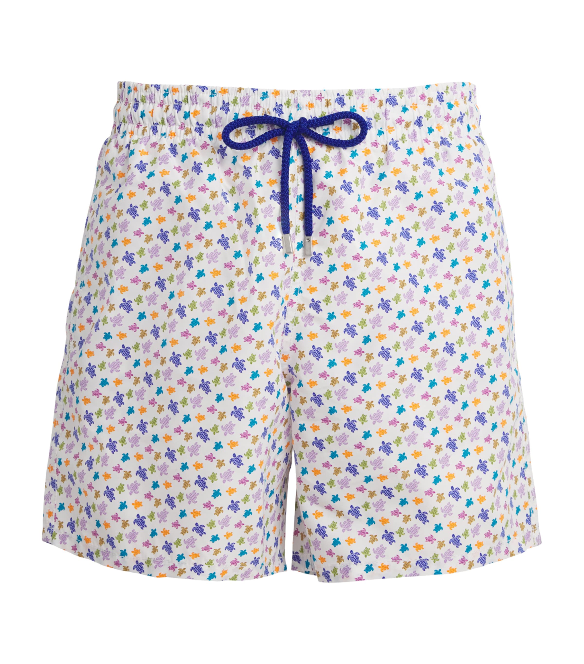 Vilebrequin Mens Tiny Turtle Print Moorea Swim Shorts Blanc