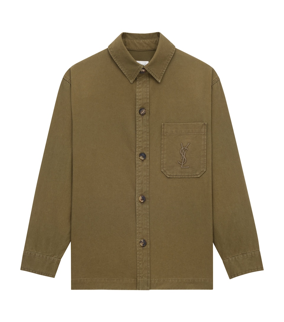 Saint Laurent Mens Cotton-Linen Cassandre Overshirt