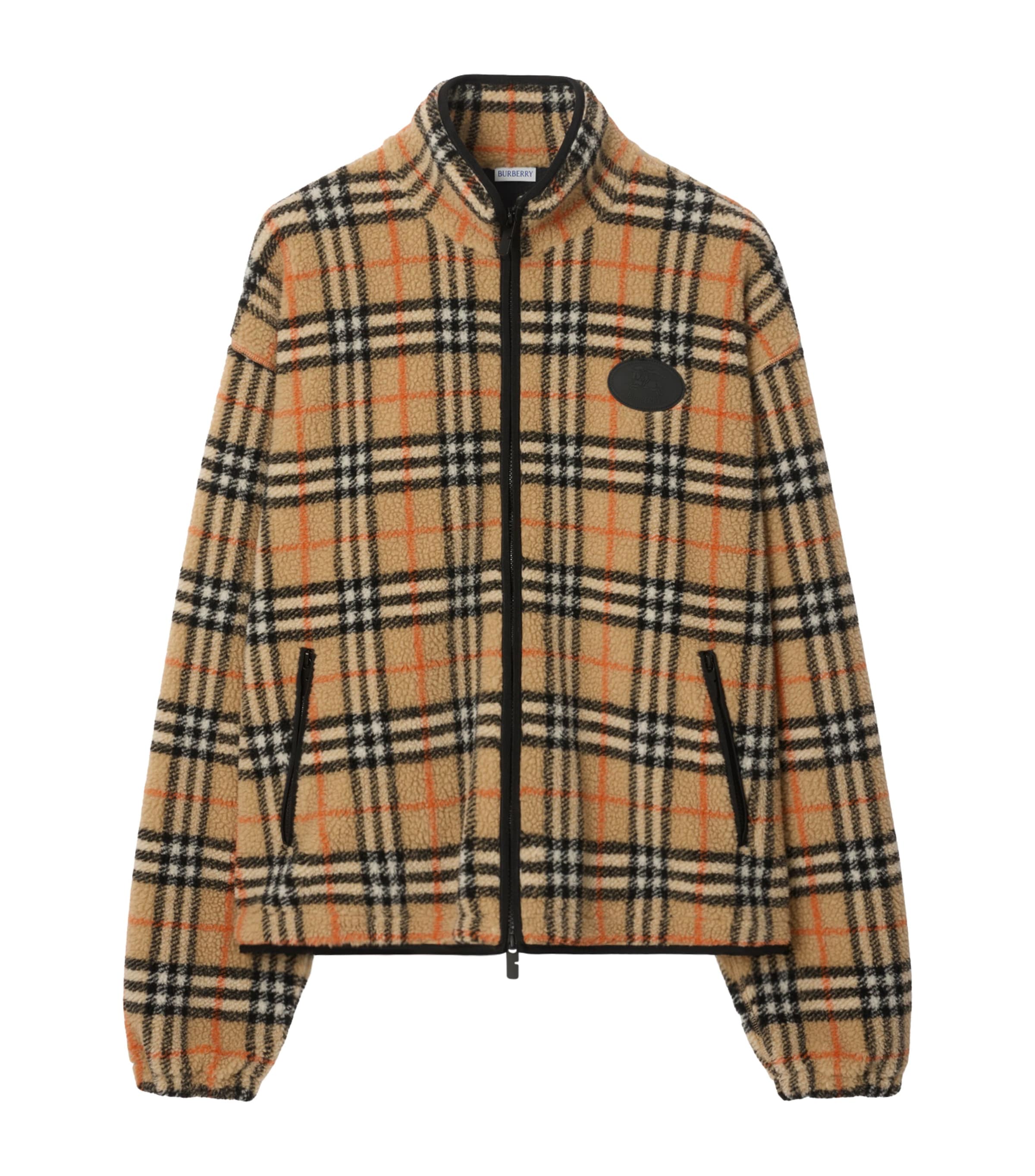 Wool-Blend Fleece Check Jacket