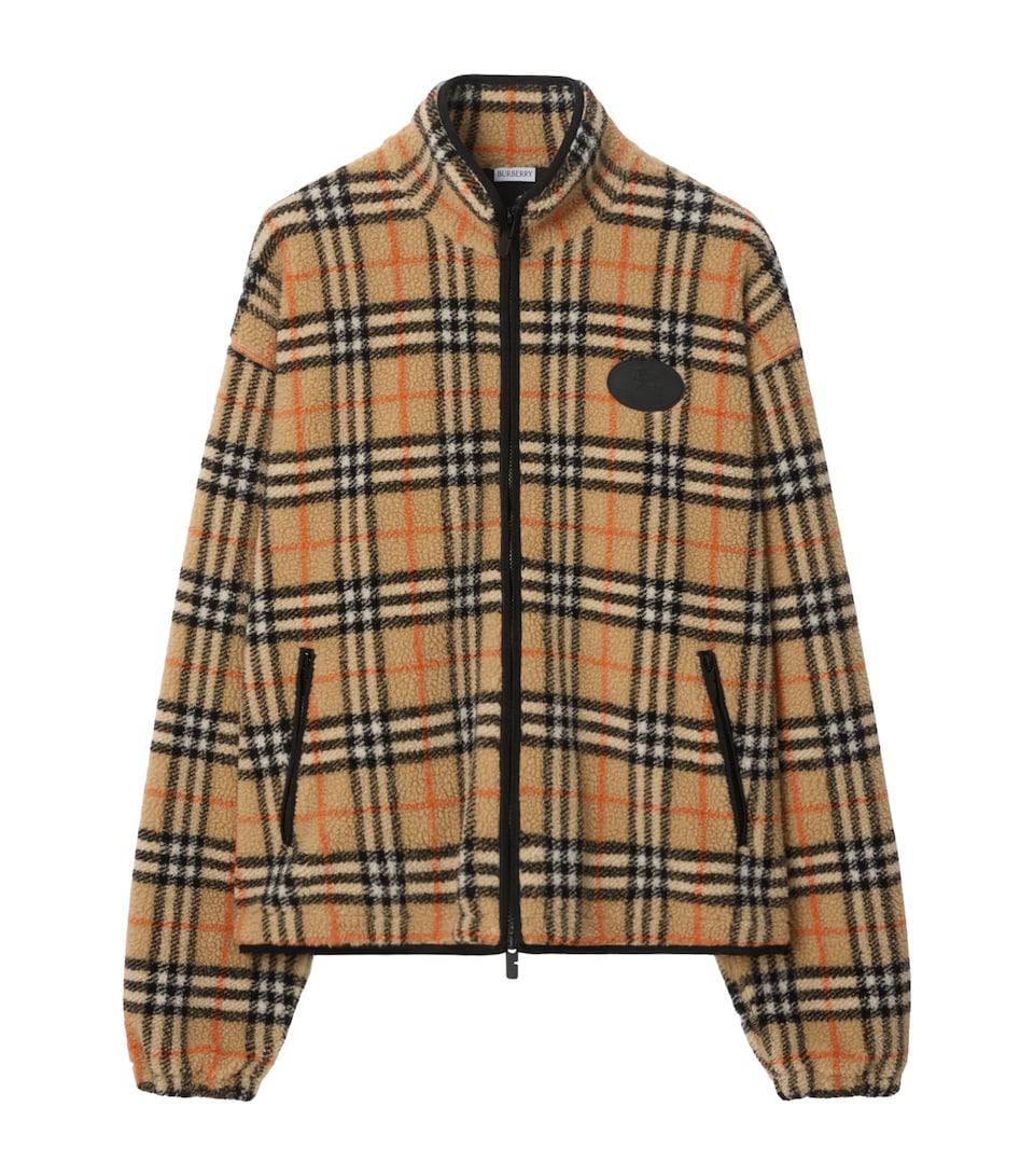 Wool-Blend Fleece Check Jacket