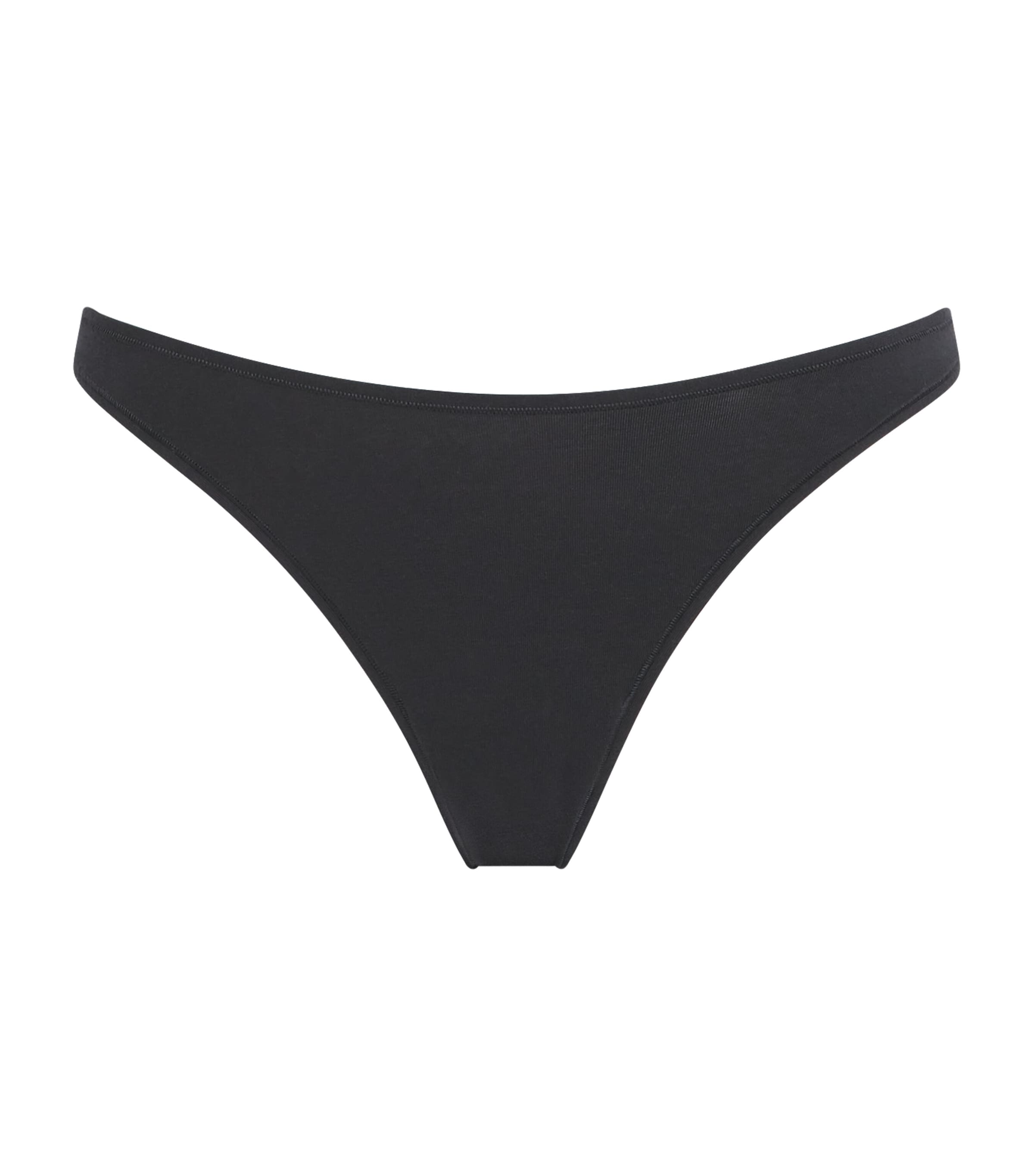 Skims Womens Cotton Everyday Thong Onyx