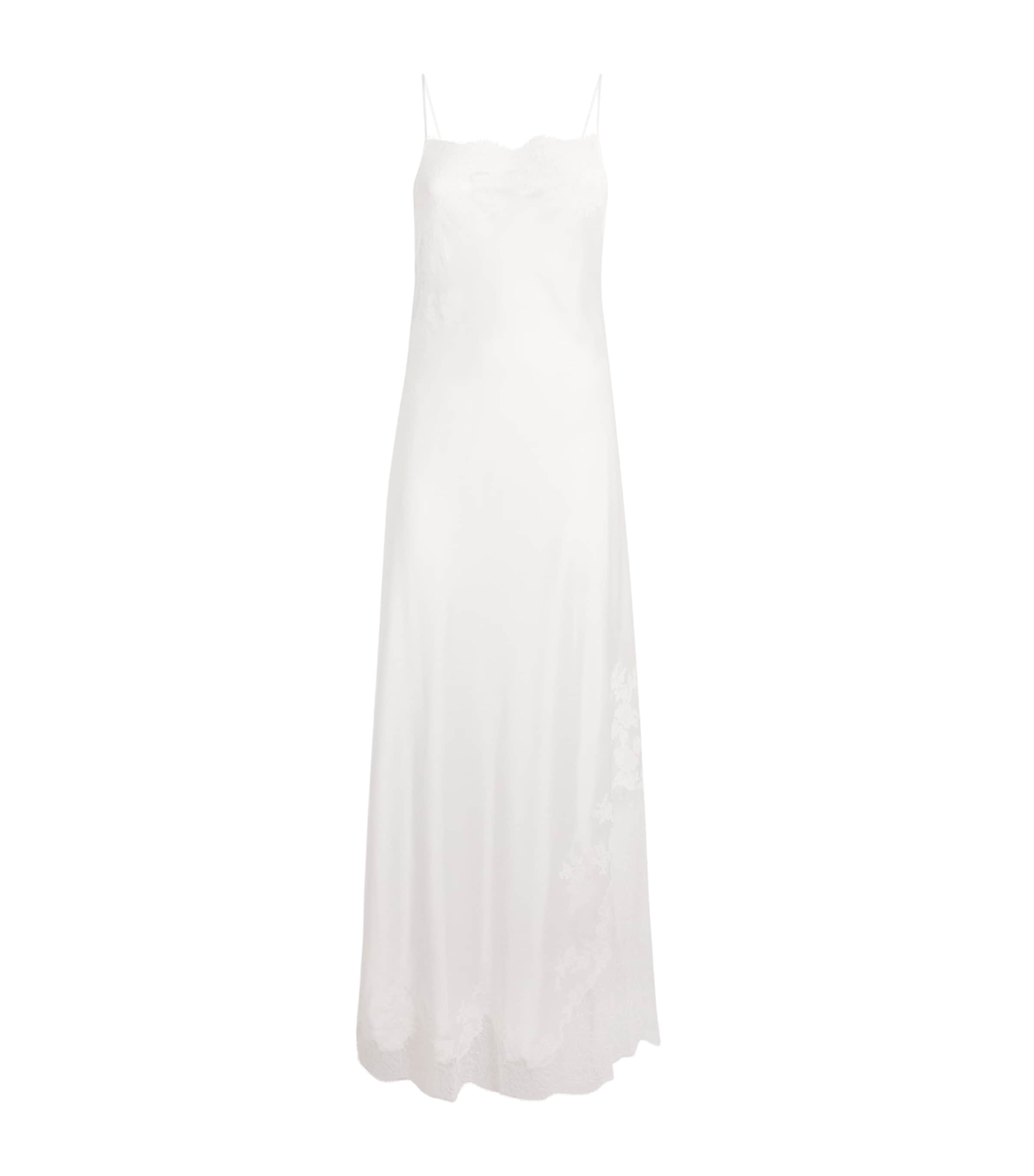 Carine Gilson Womens Silk Lace-Trim Slip Dress Nat/nat
