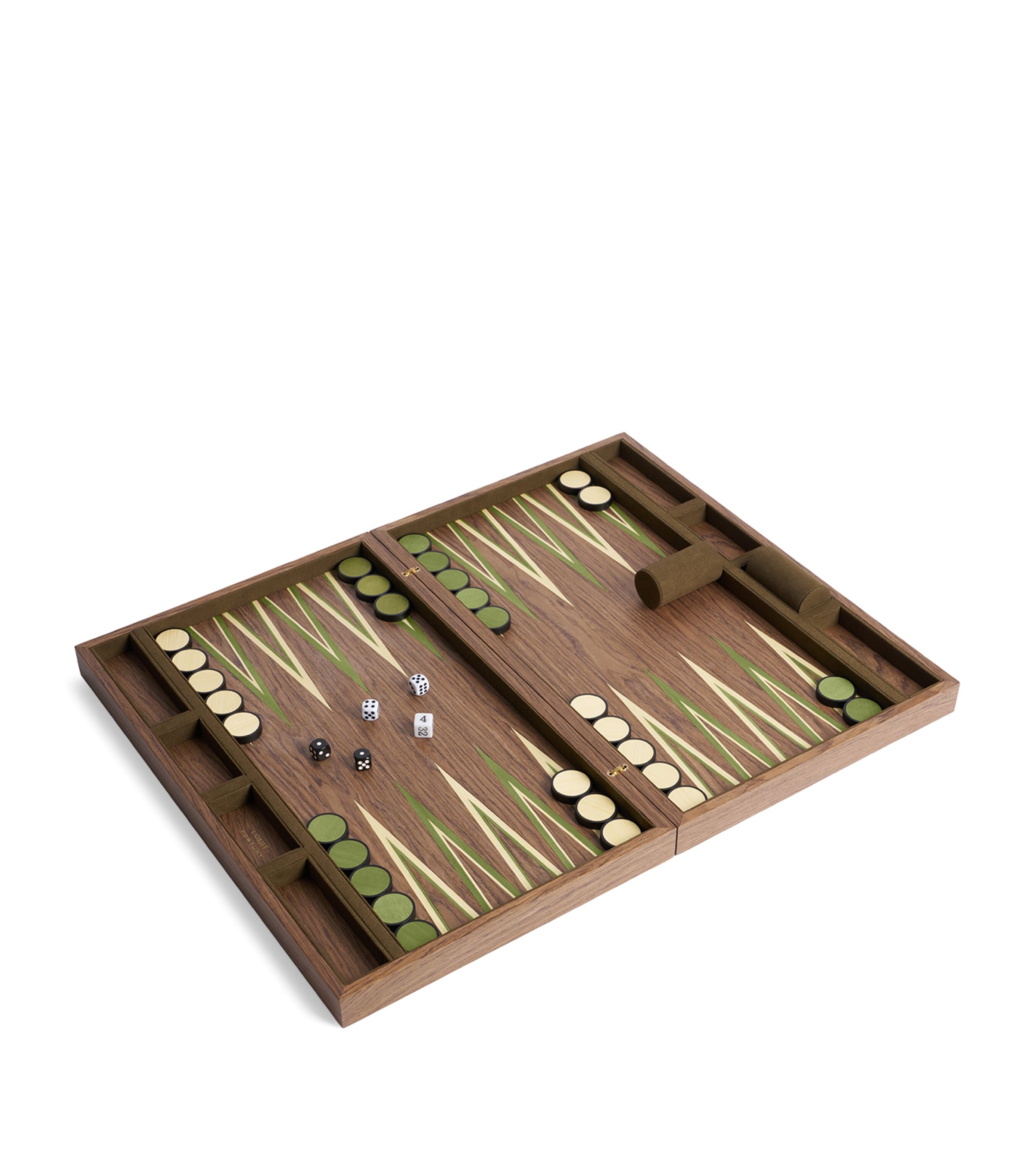 L'Objet Wooden Matis Backgammon Set Green
