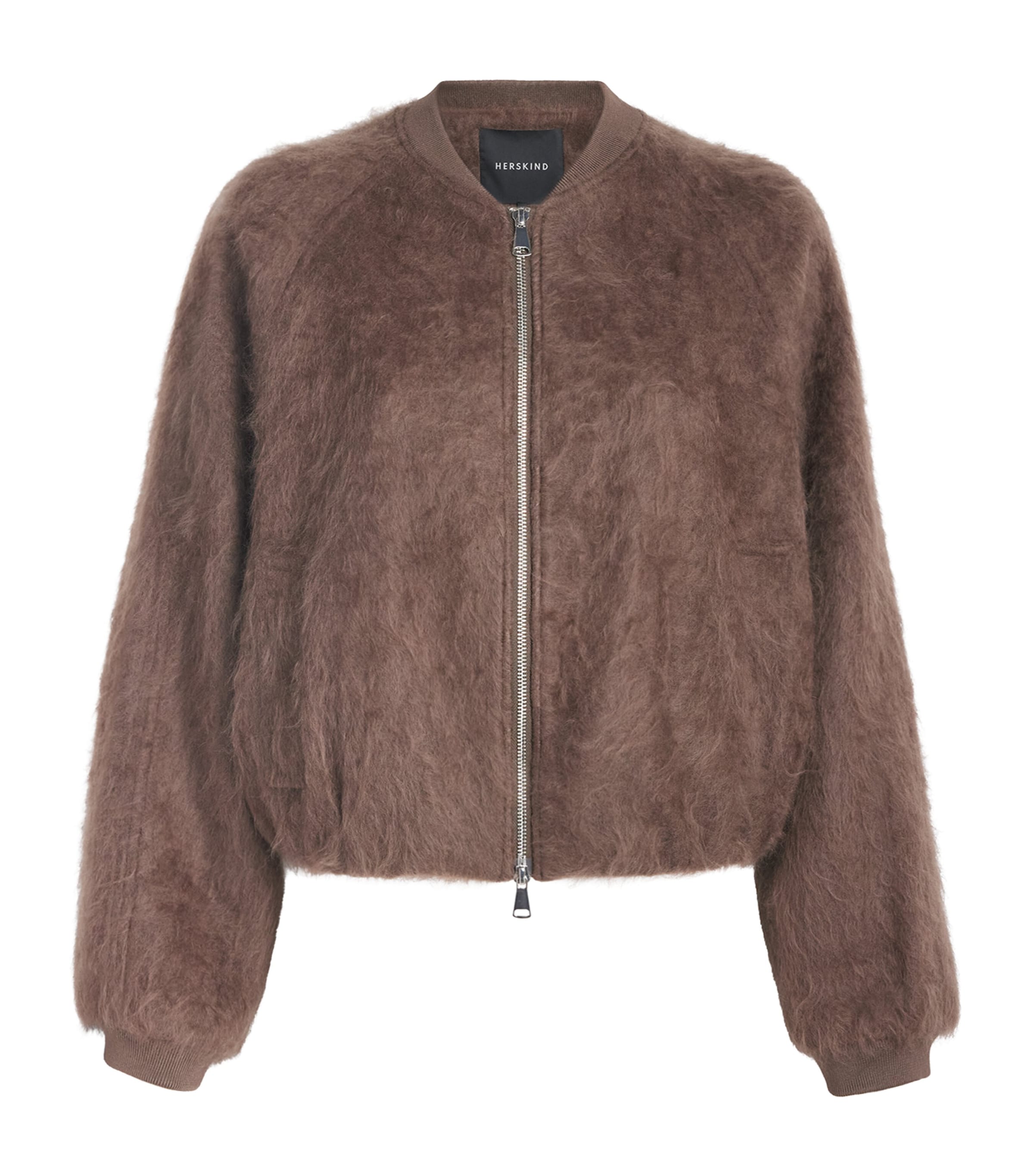 Herskind Womens Wool-Cashmere-Silk Jimi Bomber Jacket Clay