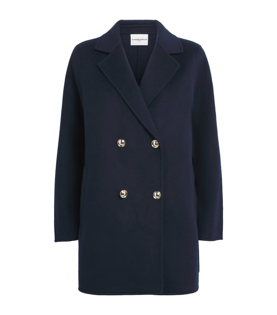 Claudie Pierlot Womens Wool Double-Breasted Coat Navy