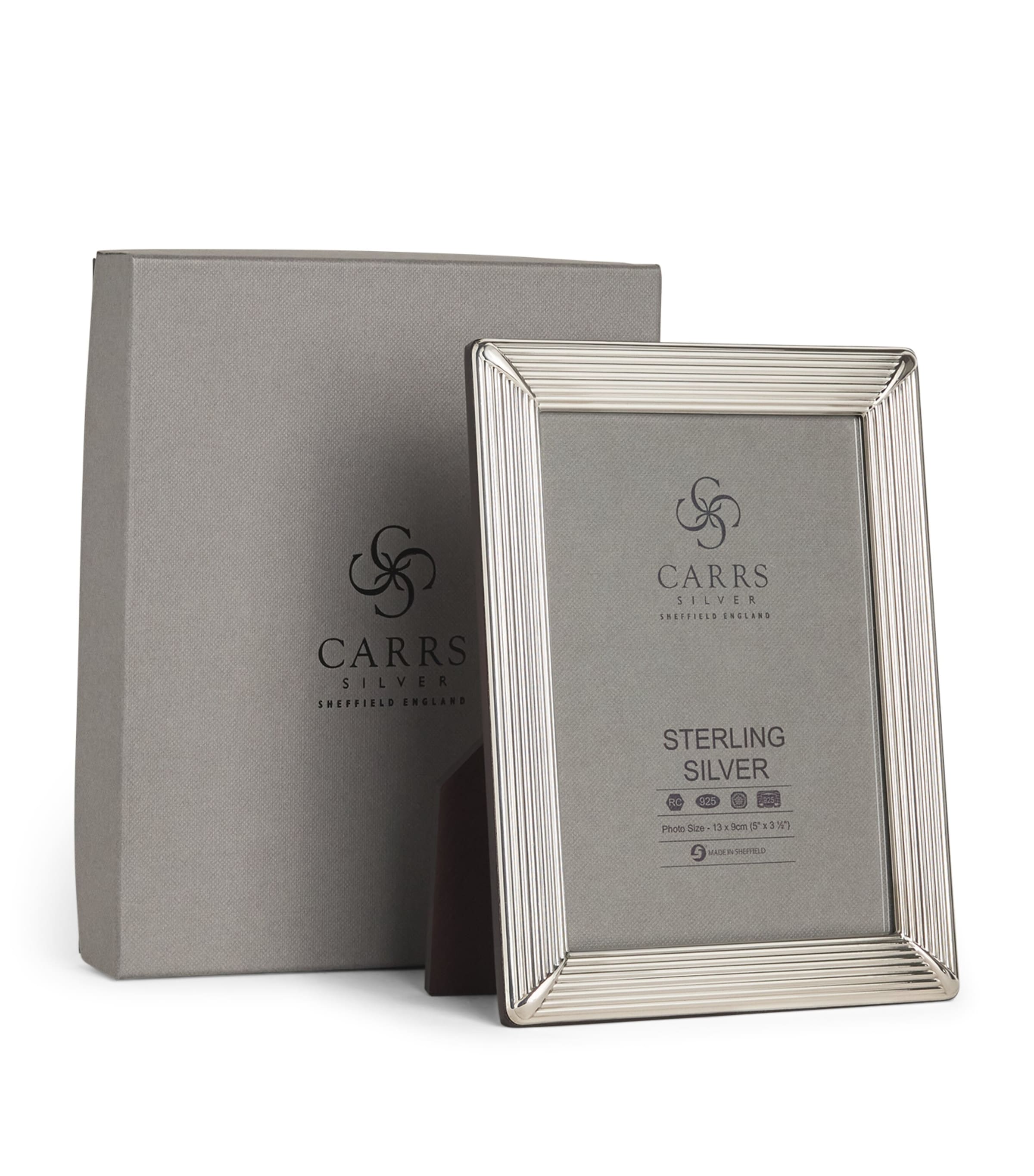 Carrs Silver Sterling Silver Fluted Photo Frame with Wood Back (5" x 3.5") Silver