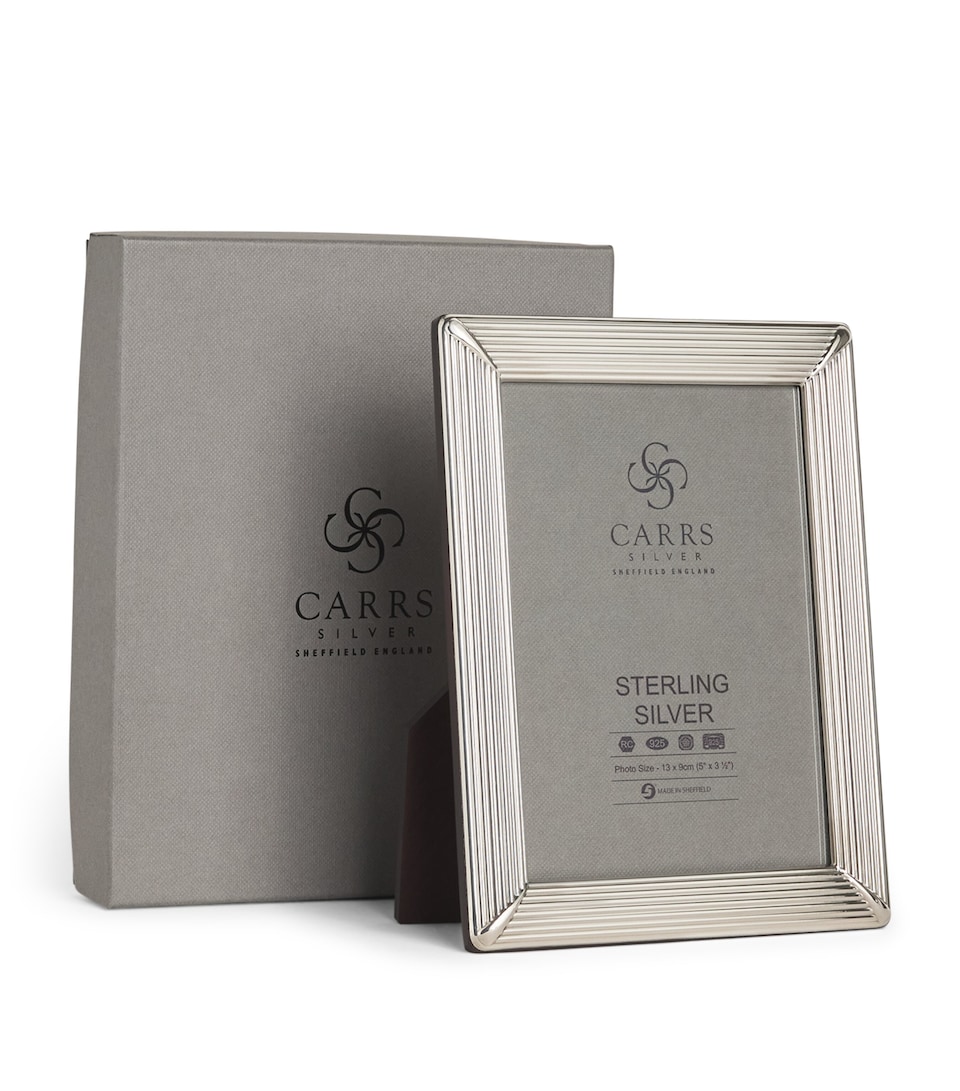 Carrs Silver Sterling Silver Fluted Photo Frame with Wood Back (5" x 3.5") Silver