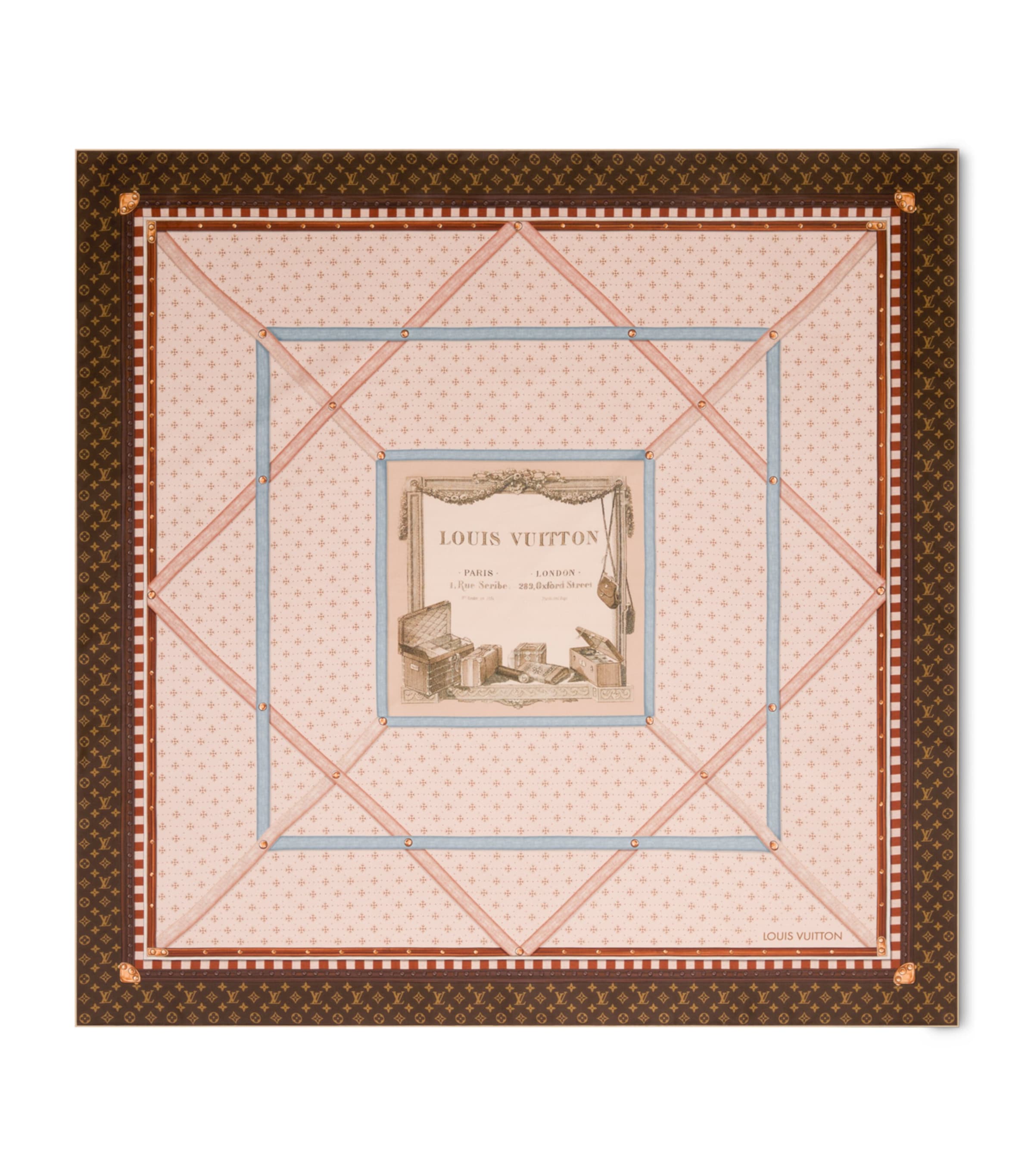 LOUIS VUITTON Silk Chez Elle Square Scarf Beige